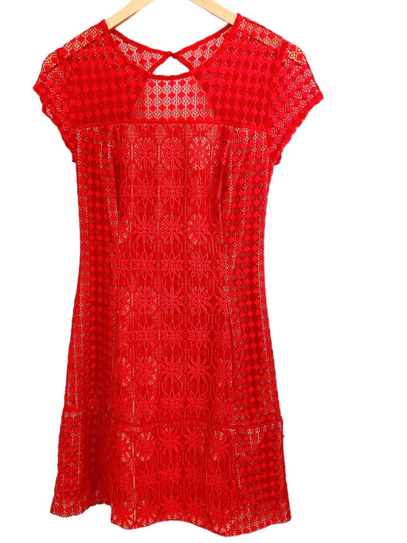 Bright Spring JESSICA SIMPSON red lace dress