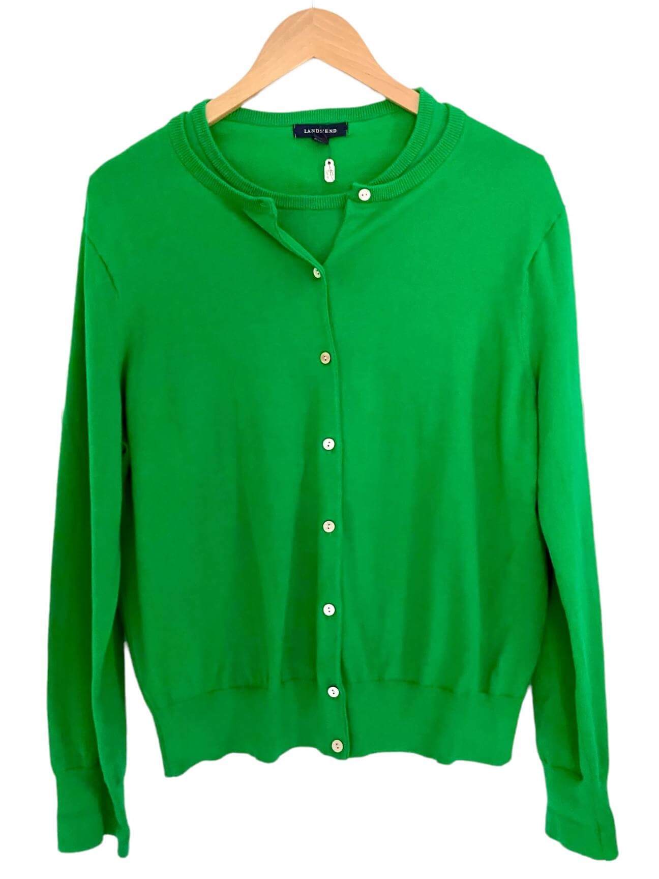 Bright Spring LANDS' END green cardigan sweater set