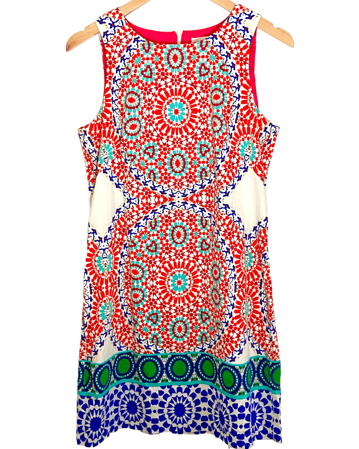 Bright Spring LONDON TIMES kaleidoscope print sleeveless shift dress