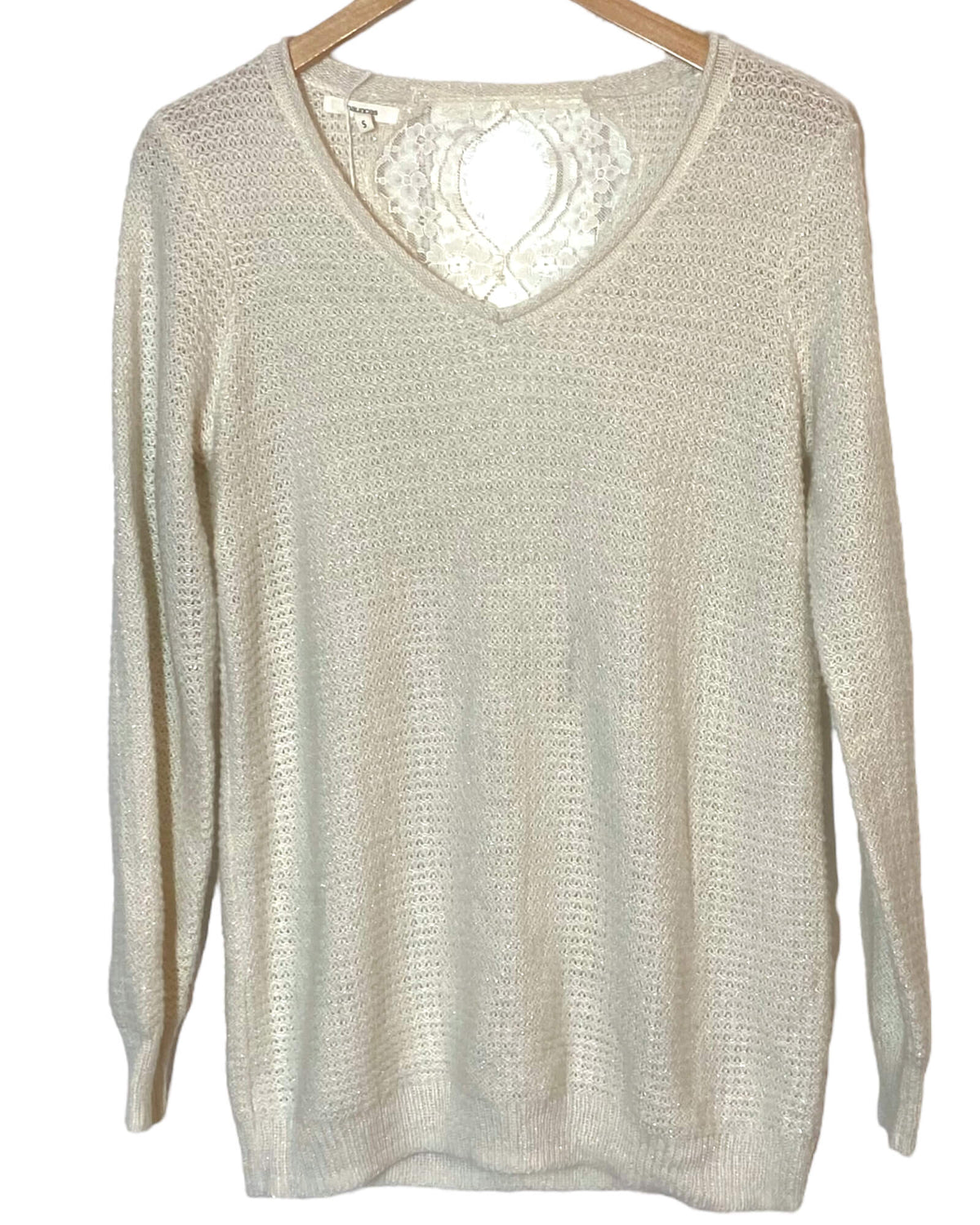 Bright Spring MAURICES ivory open back lace sweater