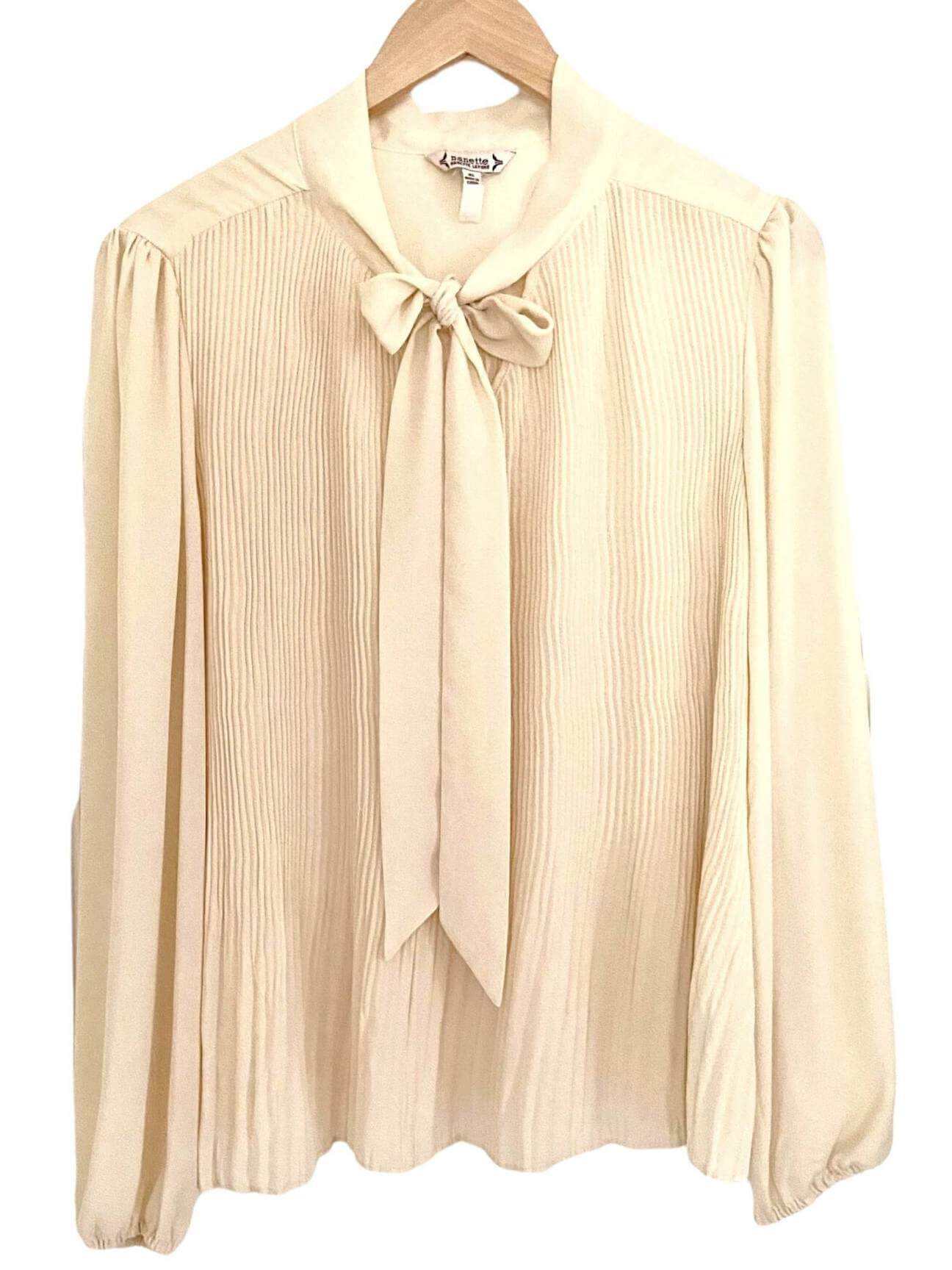 Bright Spring NANETTE LEPORE ivory pleated bow blouse