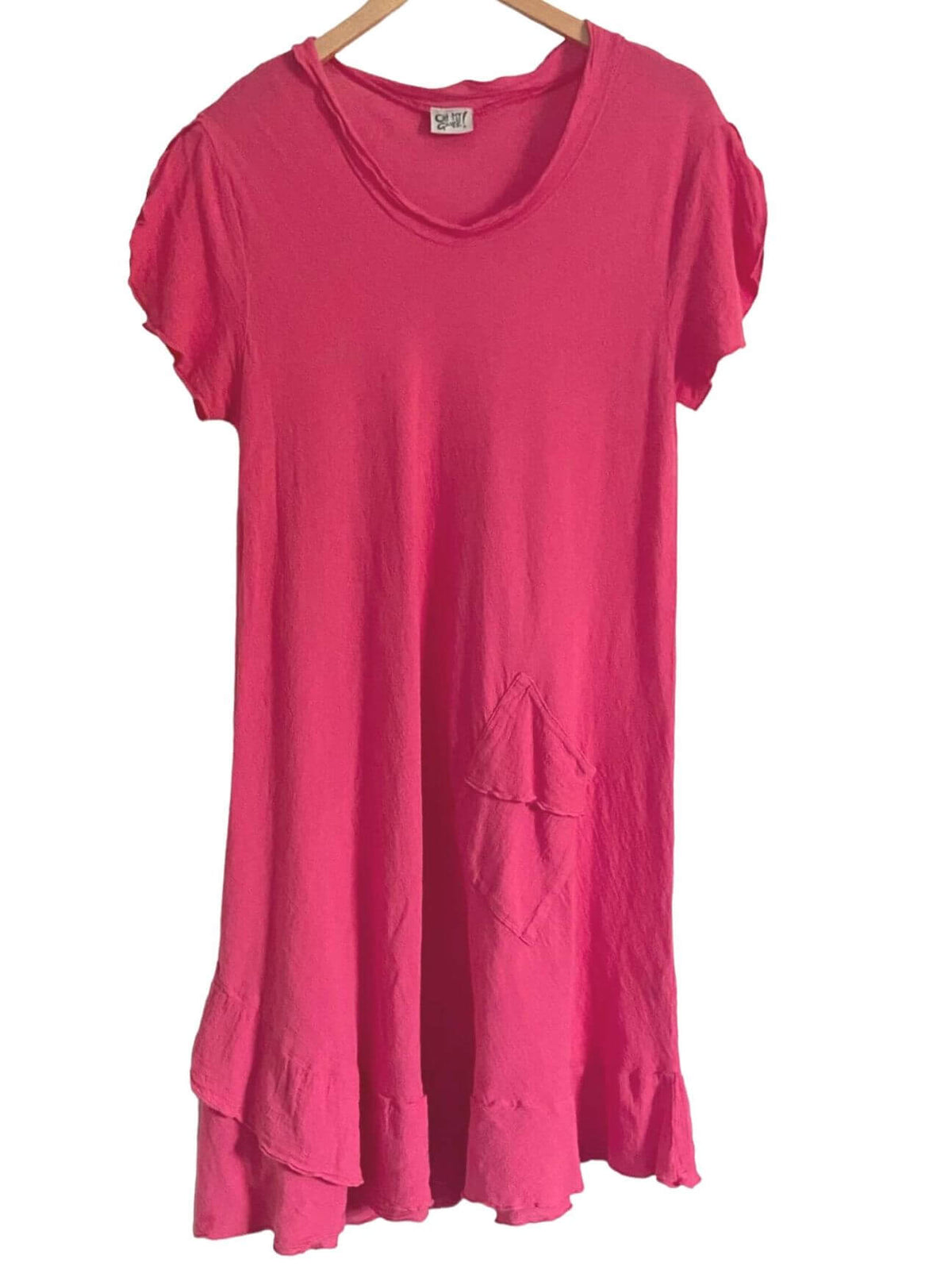 Bright Spring OH MY GAUZE pink punch gauze ruffle lagenlook dress