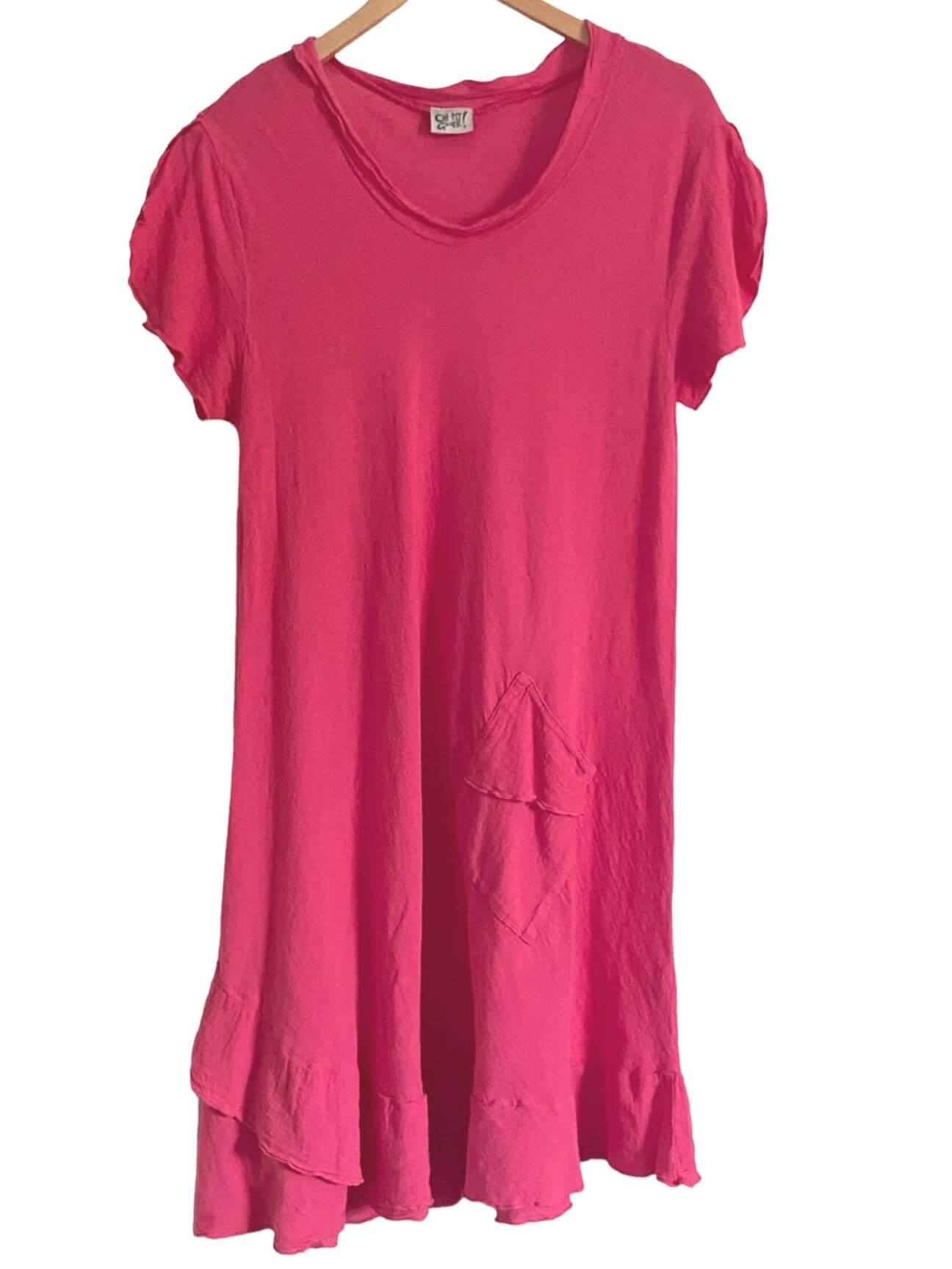 Bright Spring OH MY GAUZE pink punch gauze ruffle lagenlook dress