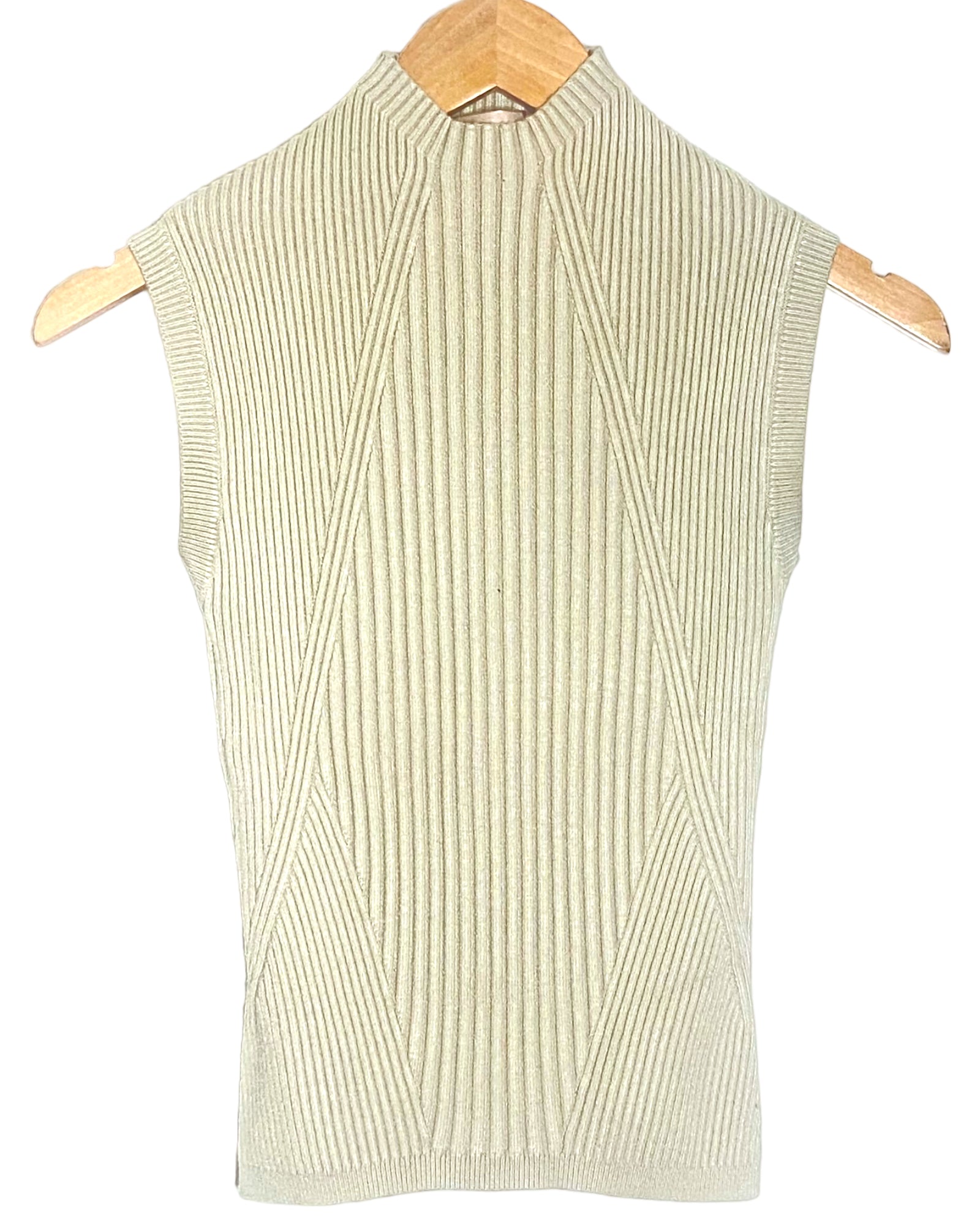 Bright Spring PHILOSOPHY ivory ribbed sleeveless sweater mock neck