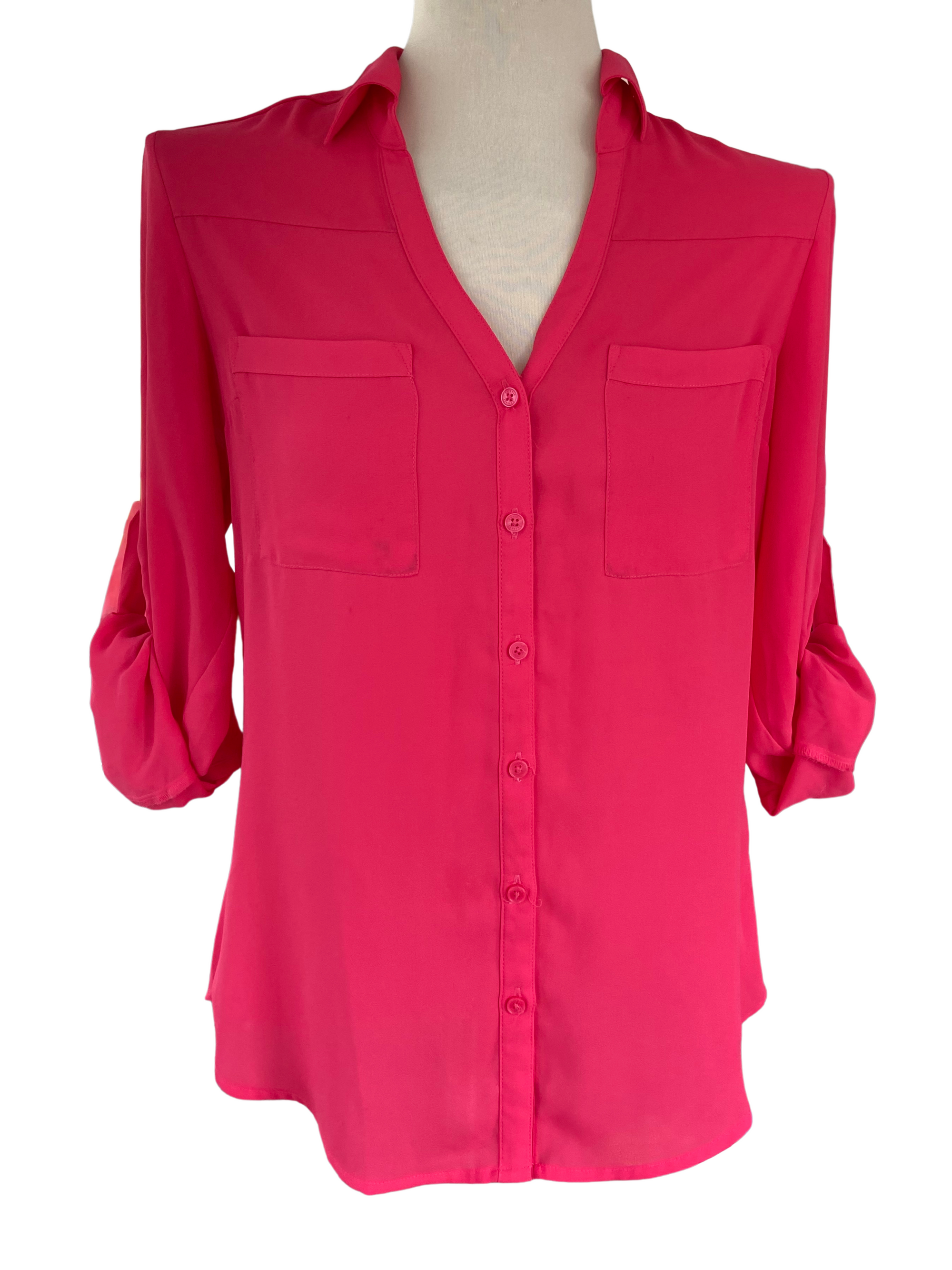 Bright Spring EXPRESS pink button-down roll-sleeved shirt