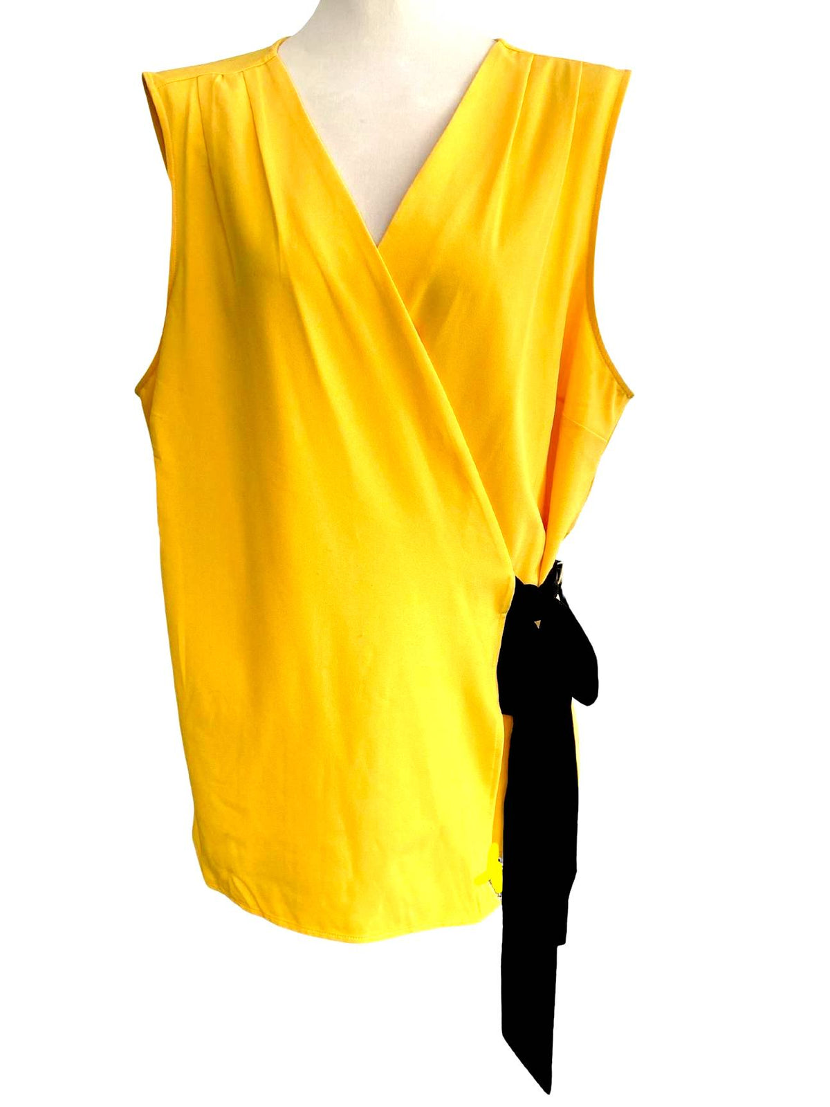 Bright Spring PLEIONE daffodil side-wrap blouse