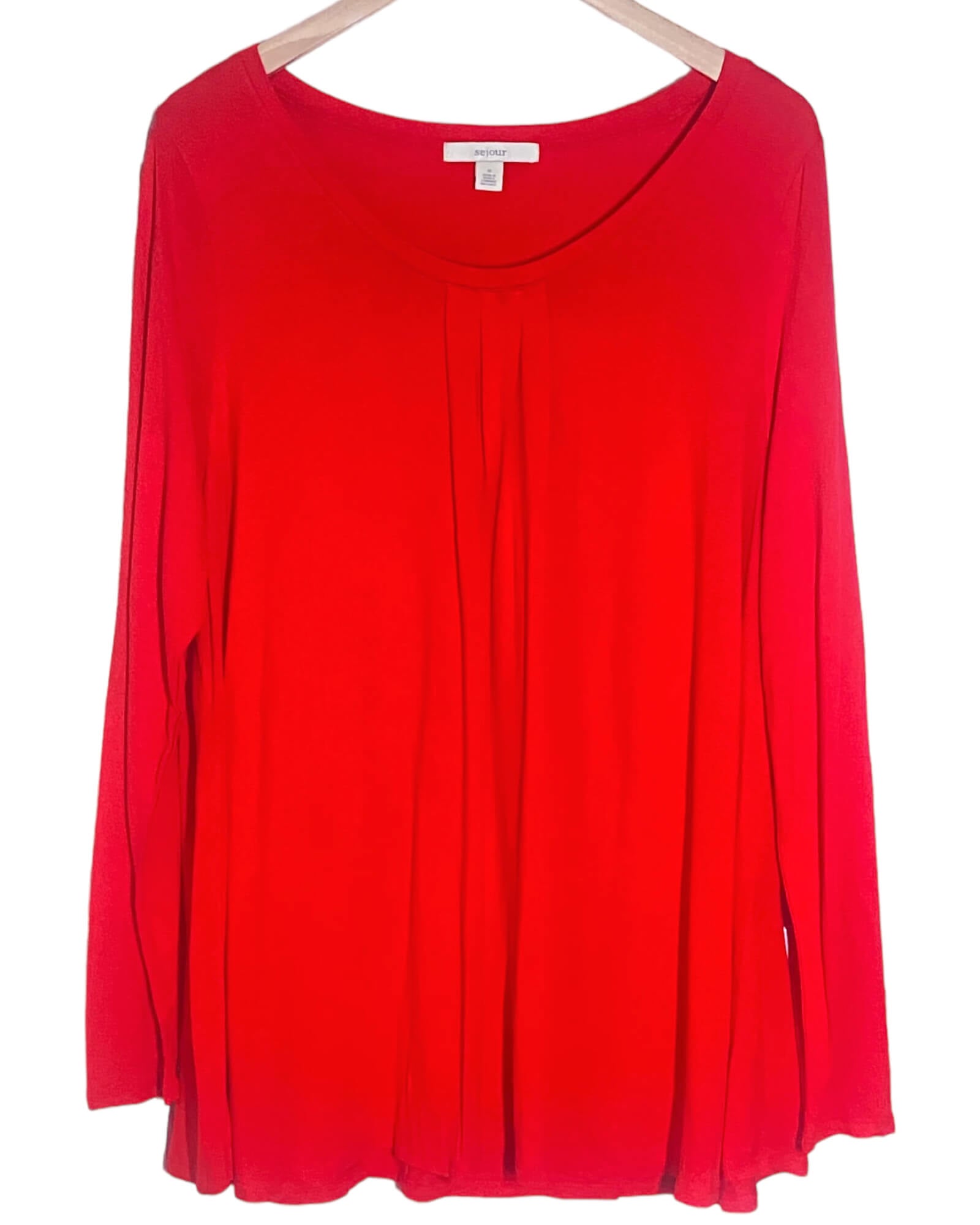 Bright Spring SEJOUR red long sleeve knit top pleats