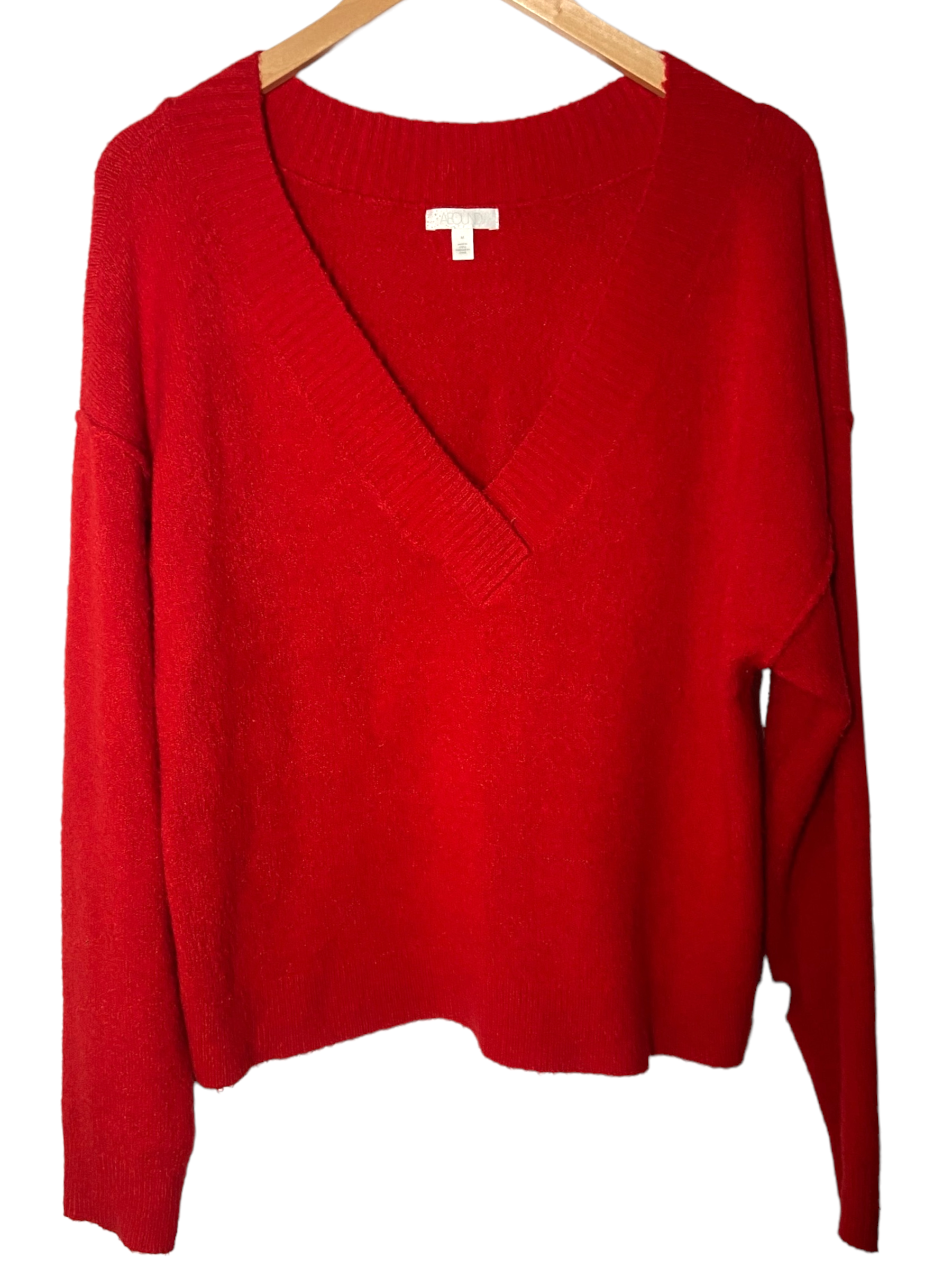 Bright Winter ABOUND scarlet v-neck sweater