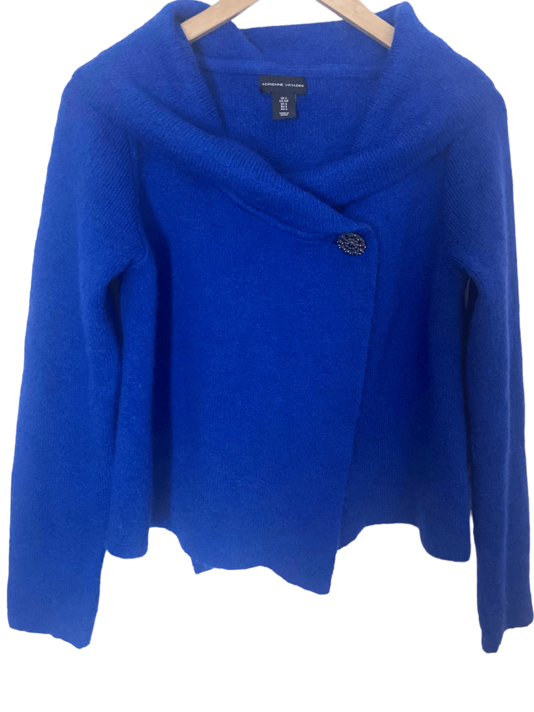 Bright Winter ADRIENNE VITTADINI blue wool wrap sweater jacket