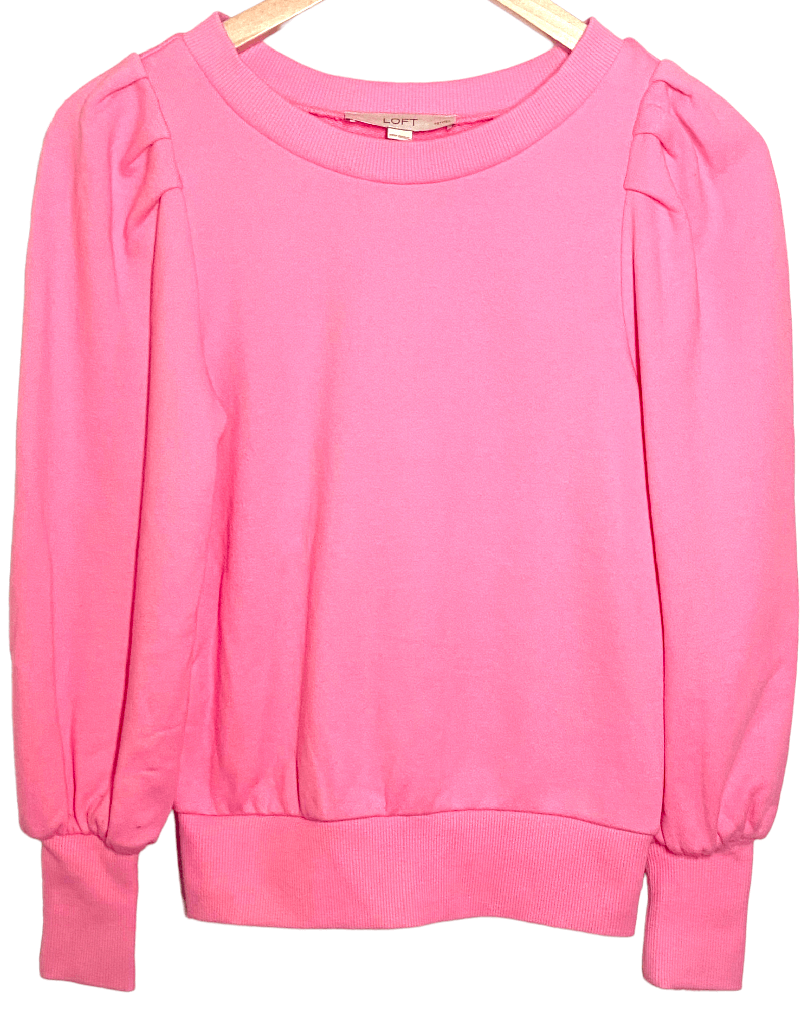 Bright Winter ANN TAYLOR LOFT pink puff sleeve sweatshirt
