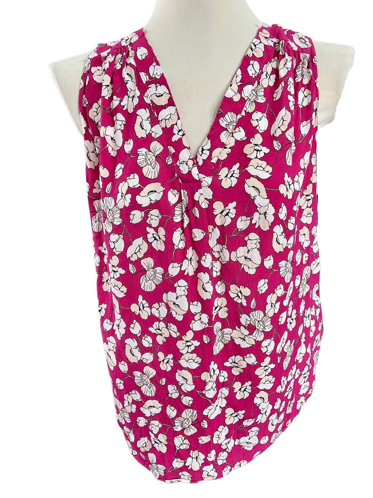 Bright Winter ANTIBES BLANC pink floral top