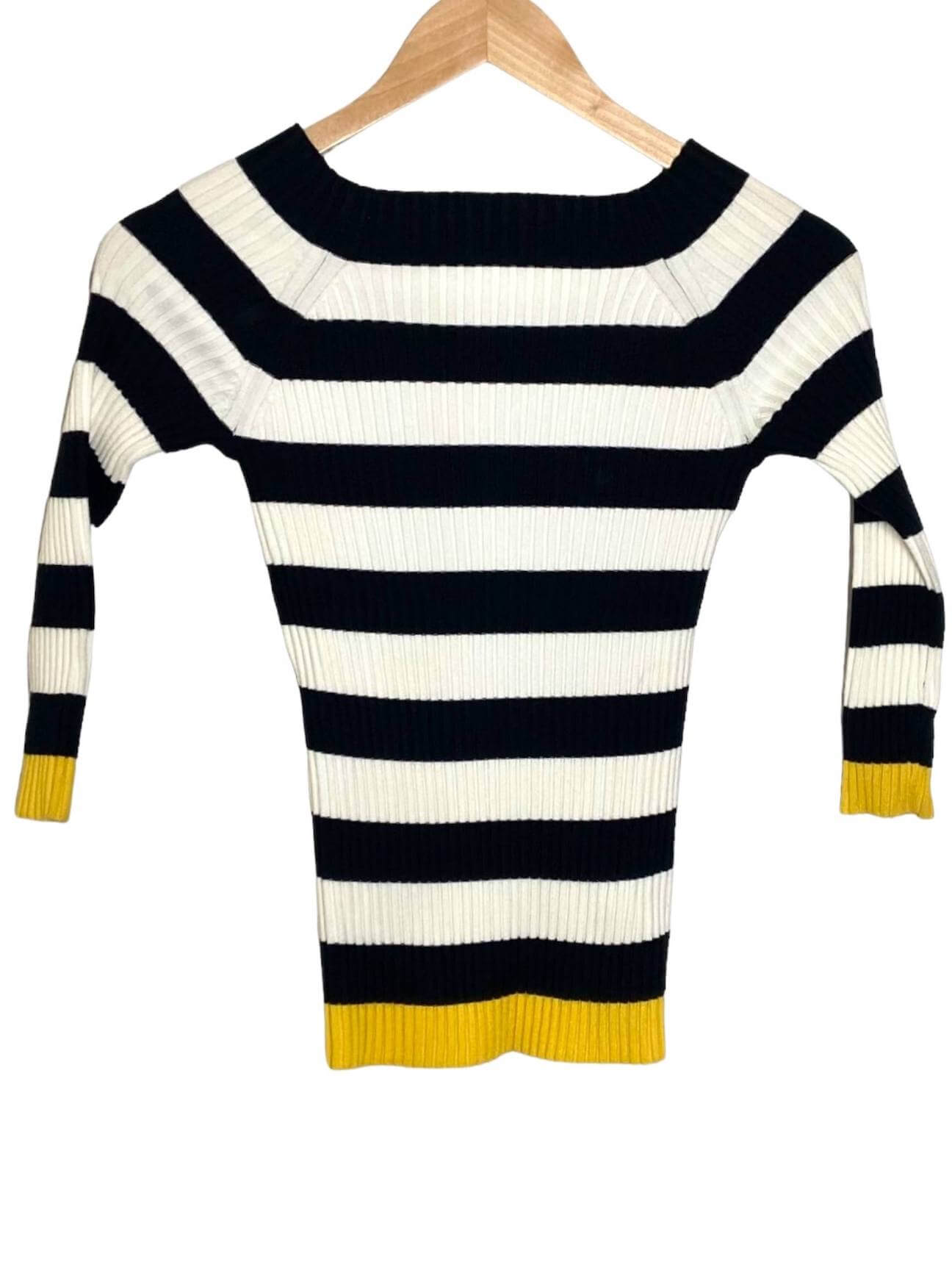 Bright Winter BAILEY 44 black white yellow stripe sweater
