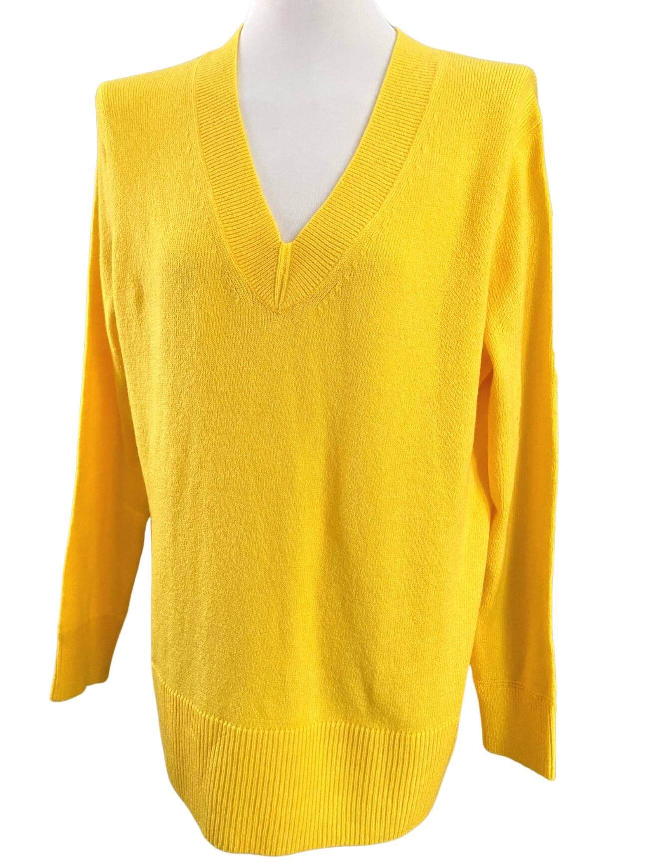 Bright Winter BANANA REPUBLIC canary yellow v-neck sweater