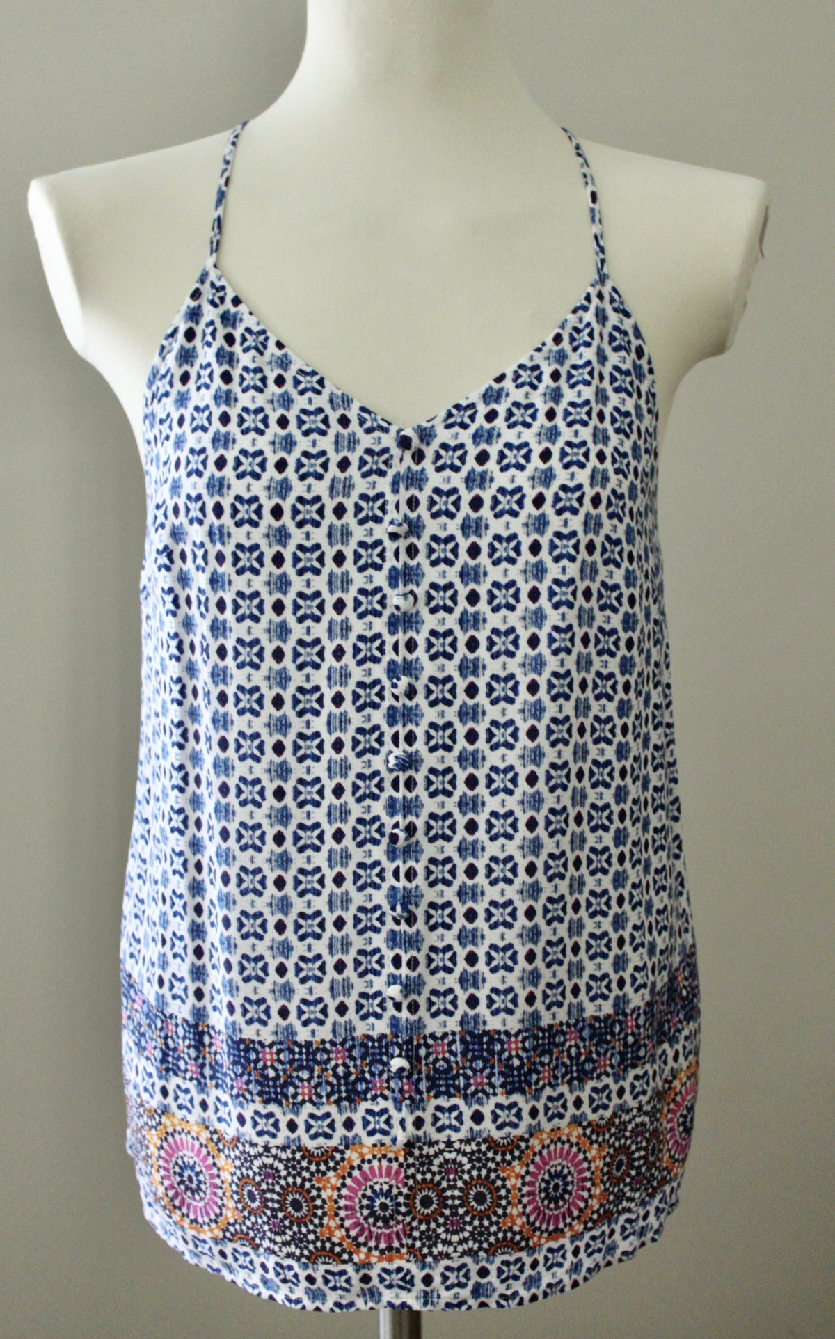 BLUE RAIN Bright Winter print top