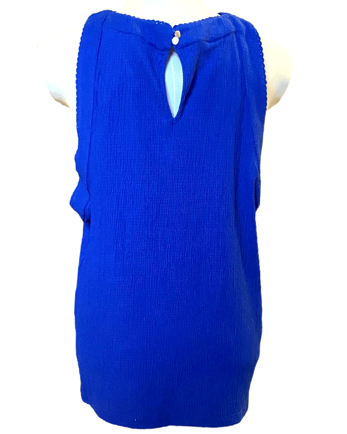 Bright Winter CABLE &amp; GAUGE cobalt blue halter cross sleeveless top blouse