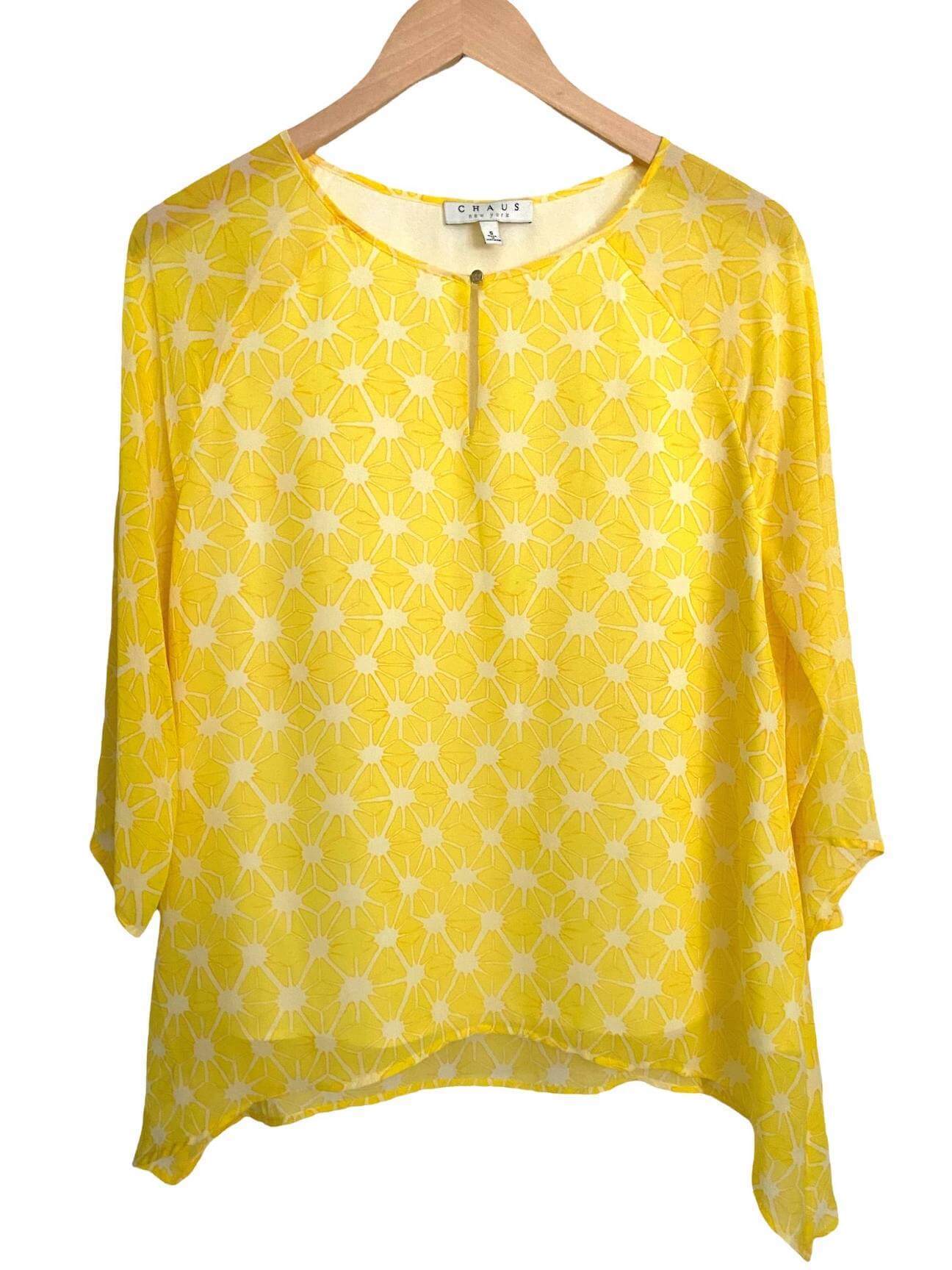 Bright Winter CHAUS yellow starburst print blouse