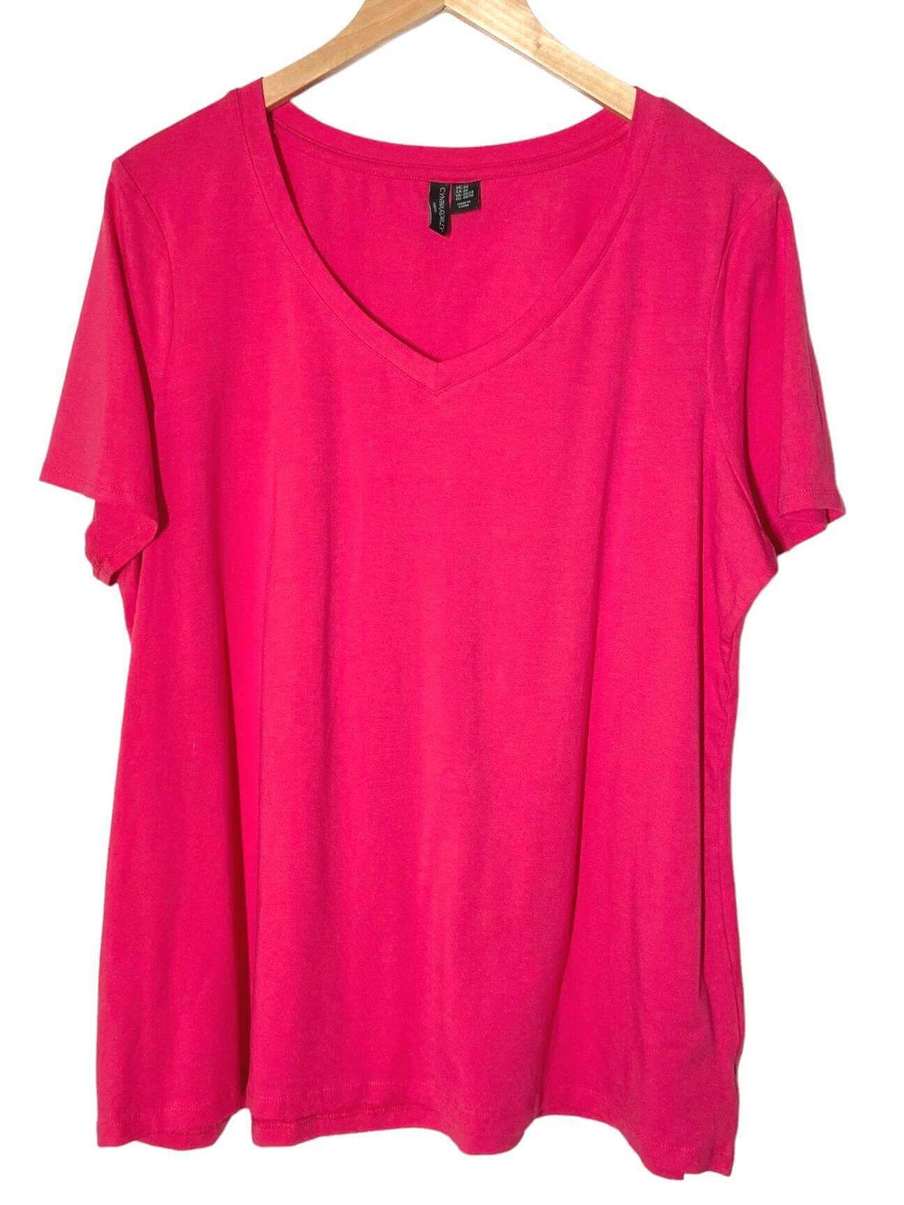 Bright Winter CYNTHIA ROWLEY Woman pink v-neck tee t-shirt