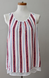 Bright Winter DANIEL RAINN red blue stripe top