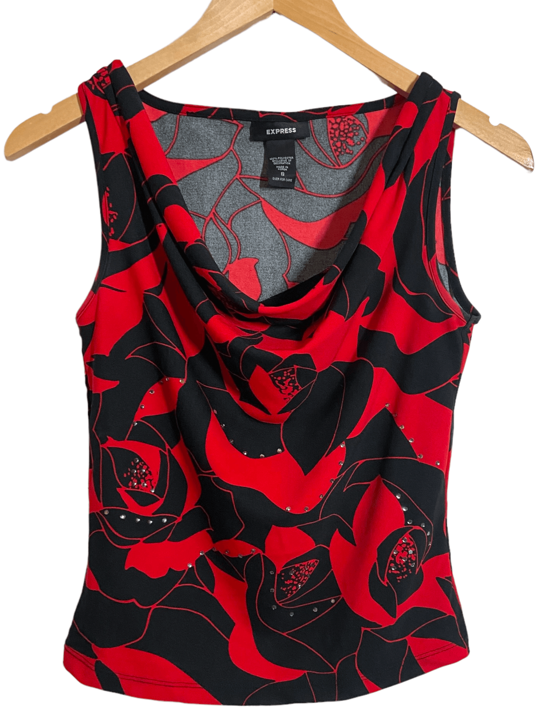 Bright Winter EXPRESS rose print sleeveless blouse