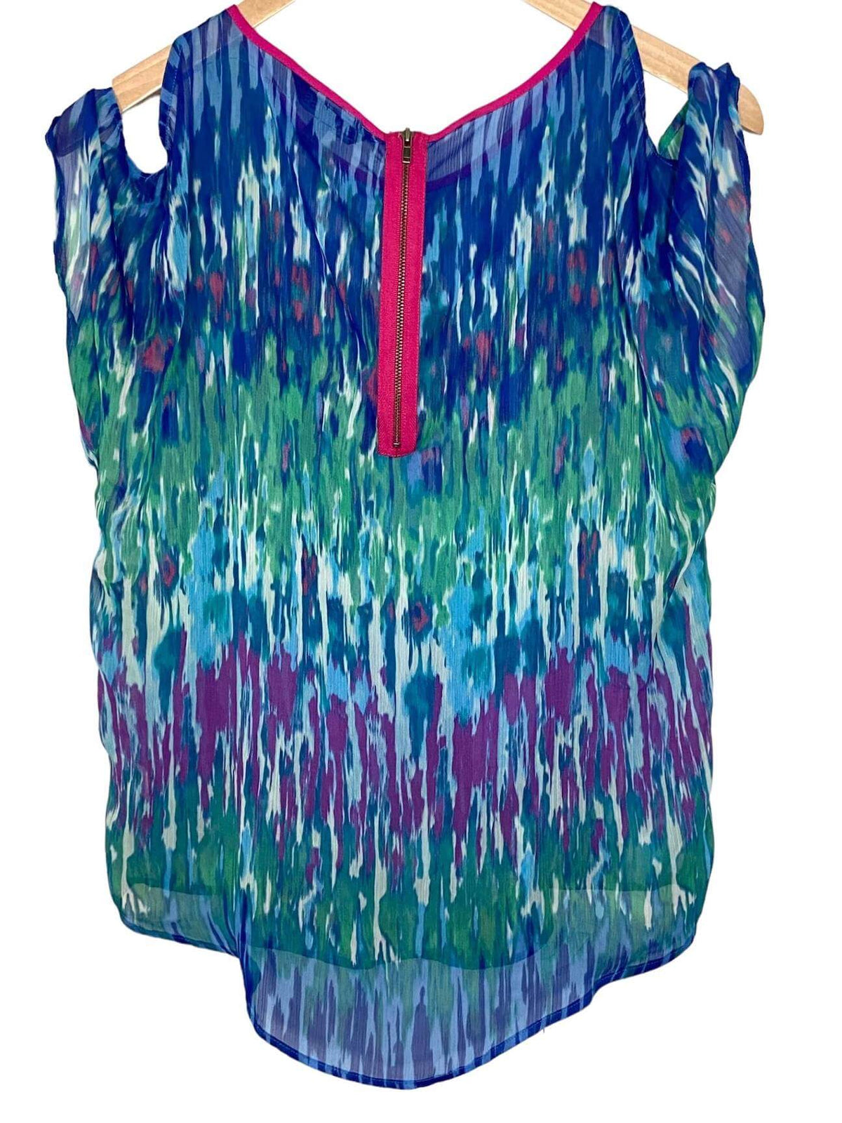 Bright Winter EXPRESS watercolor cold shoulder blouse