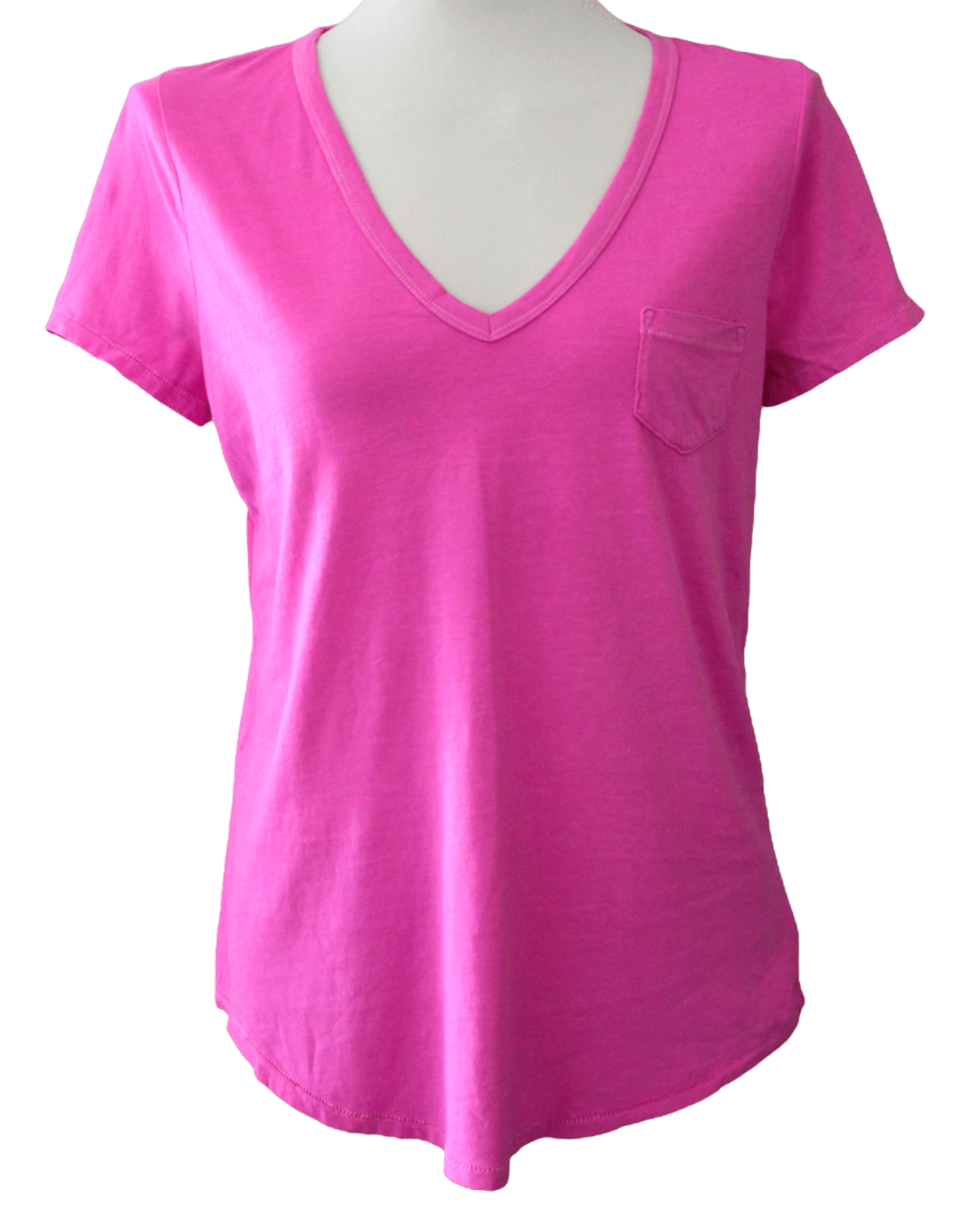 Bright Winter GAP taffy pink v-neck pocket t-shirt tee