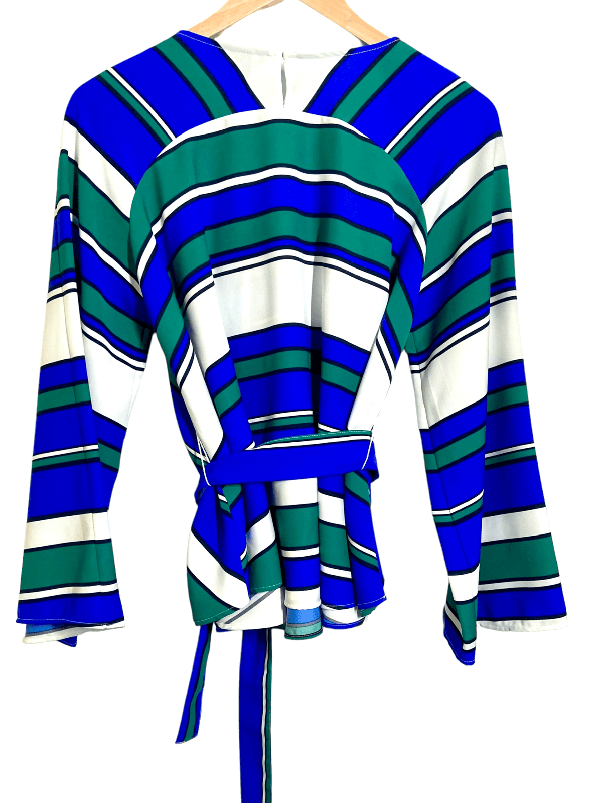 Bright Winter H&amp;M bold stripe tie front blouse