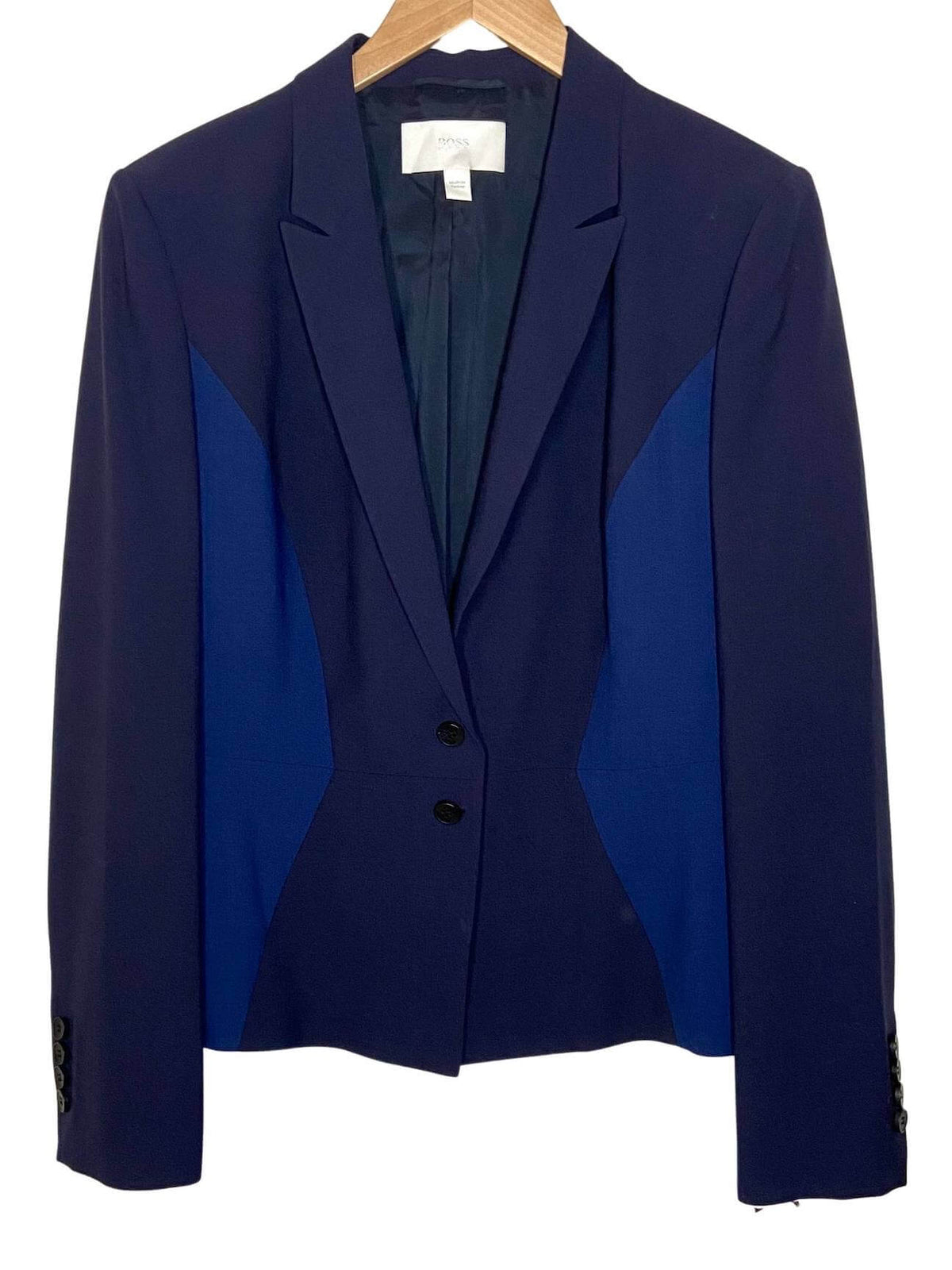 Bright Winter HUGO BOSS blue color block jacket