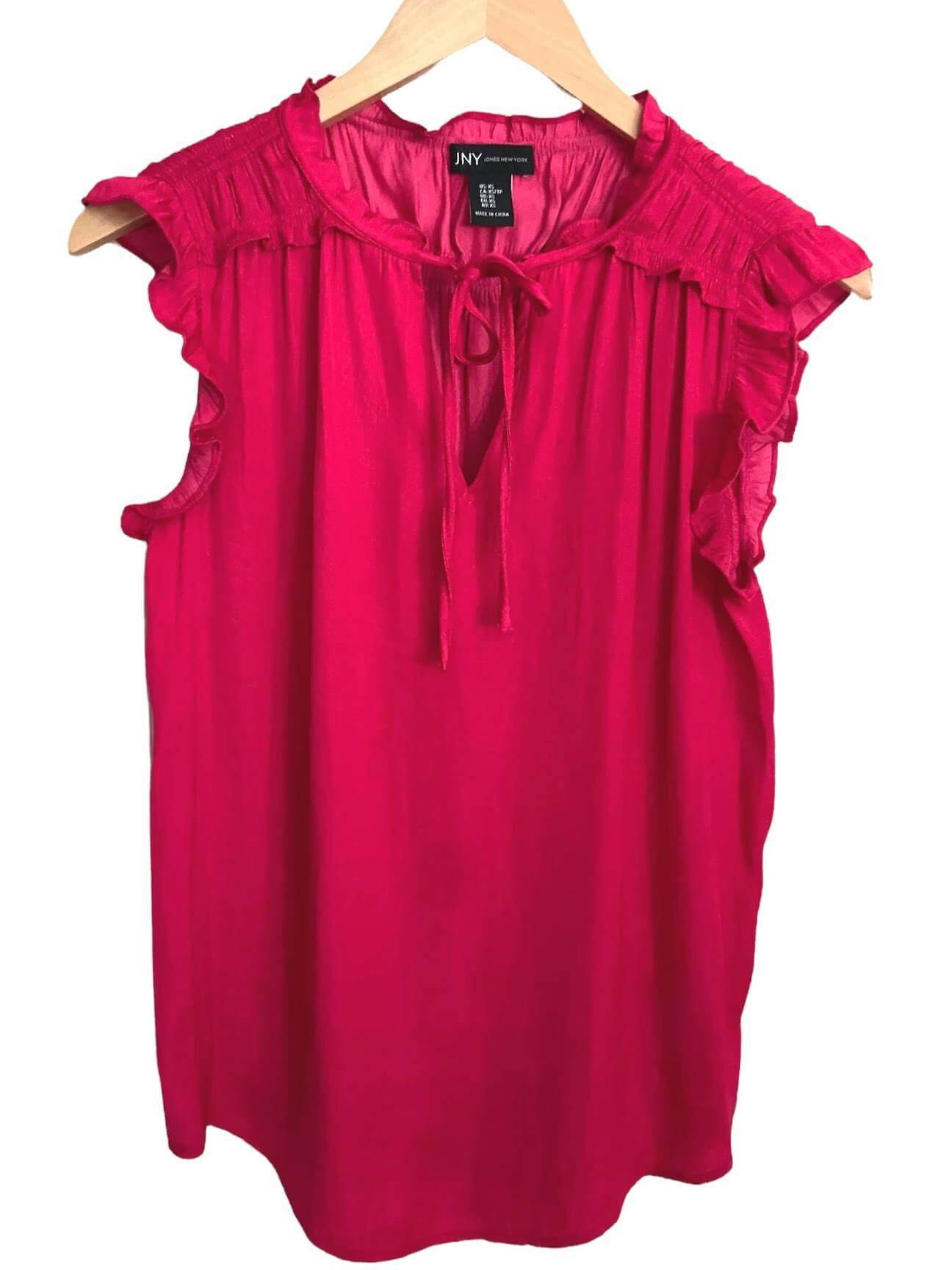 Bright Winter JNY JONES NEW YORK pink ruffle top