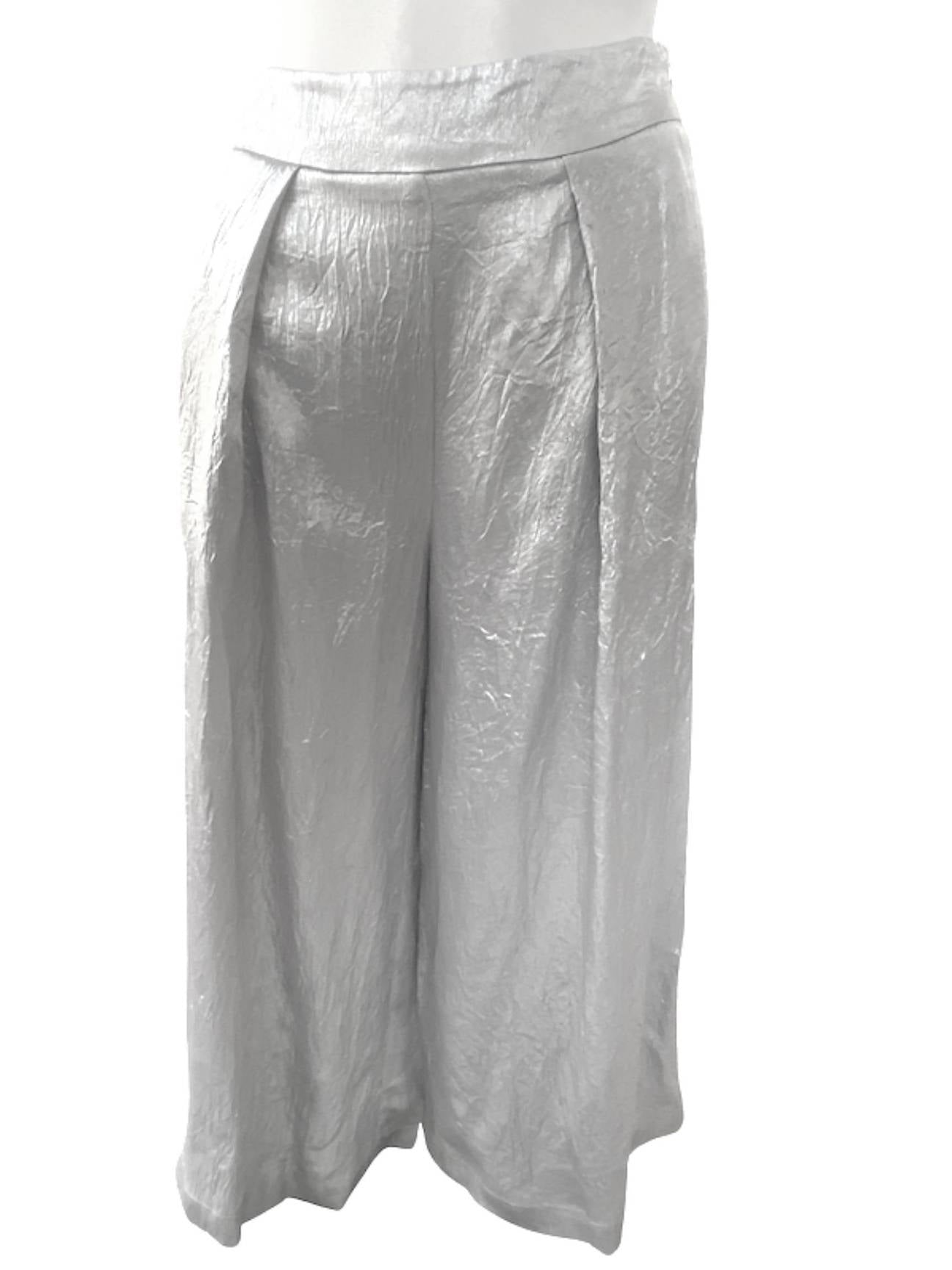 Bright Winter JOA FREE PEOPLE silver crinkle pants