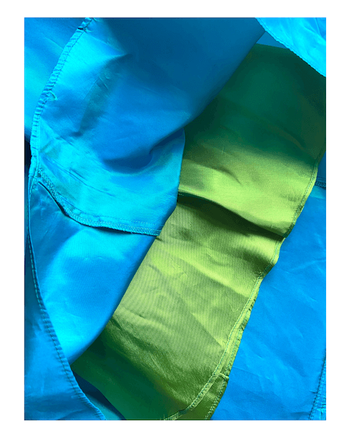 Bright Winter LE CHATEAU blue green shimmer long skirt