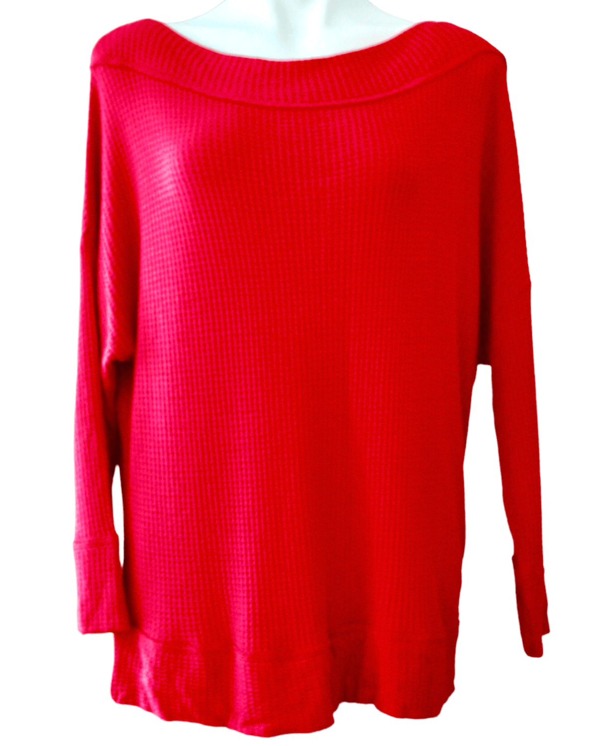 Bright Winter LUCKY BRAND red waffle knit top