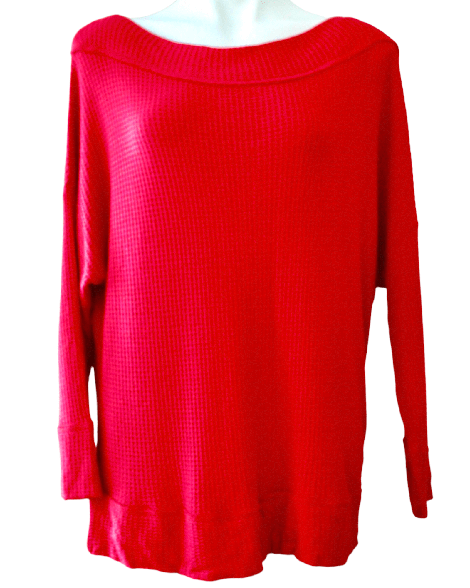 Bright Winter LUCKY BRAND red waffle knit top