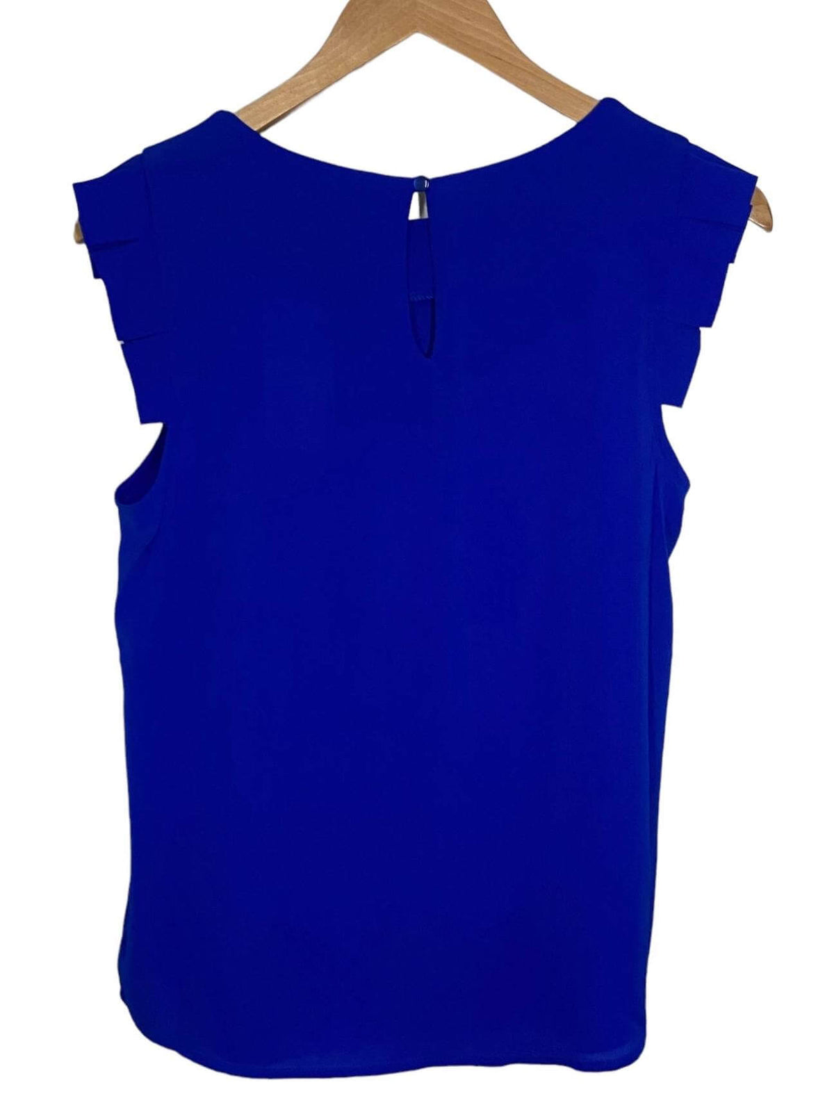 Bright Winter MONTEAU cobalt blue pleated sleeveless top