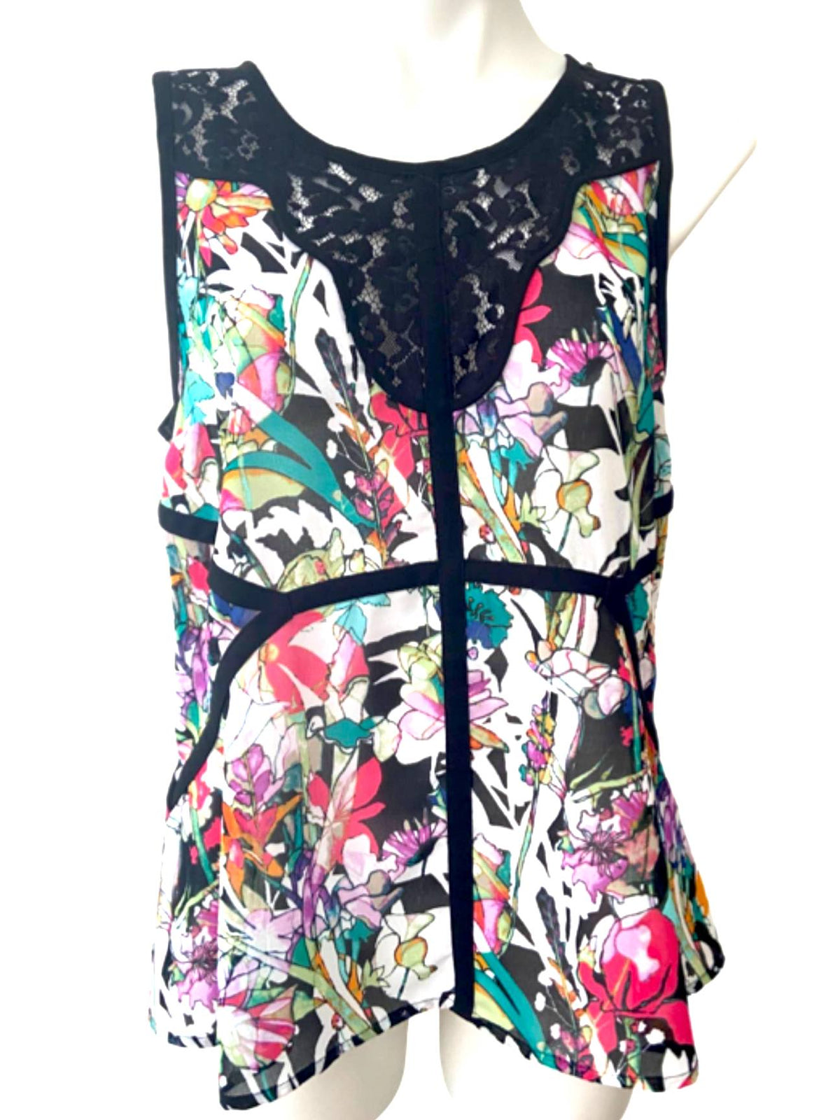 Bright Winter NICOLE MILLER floral lace blouse