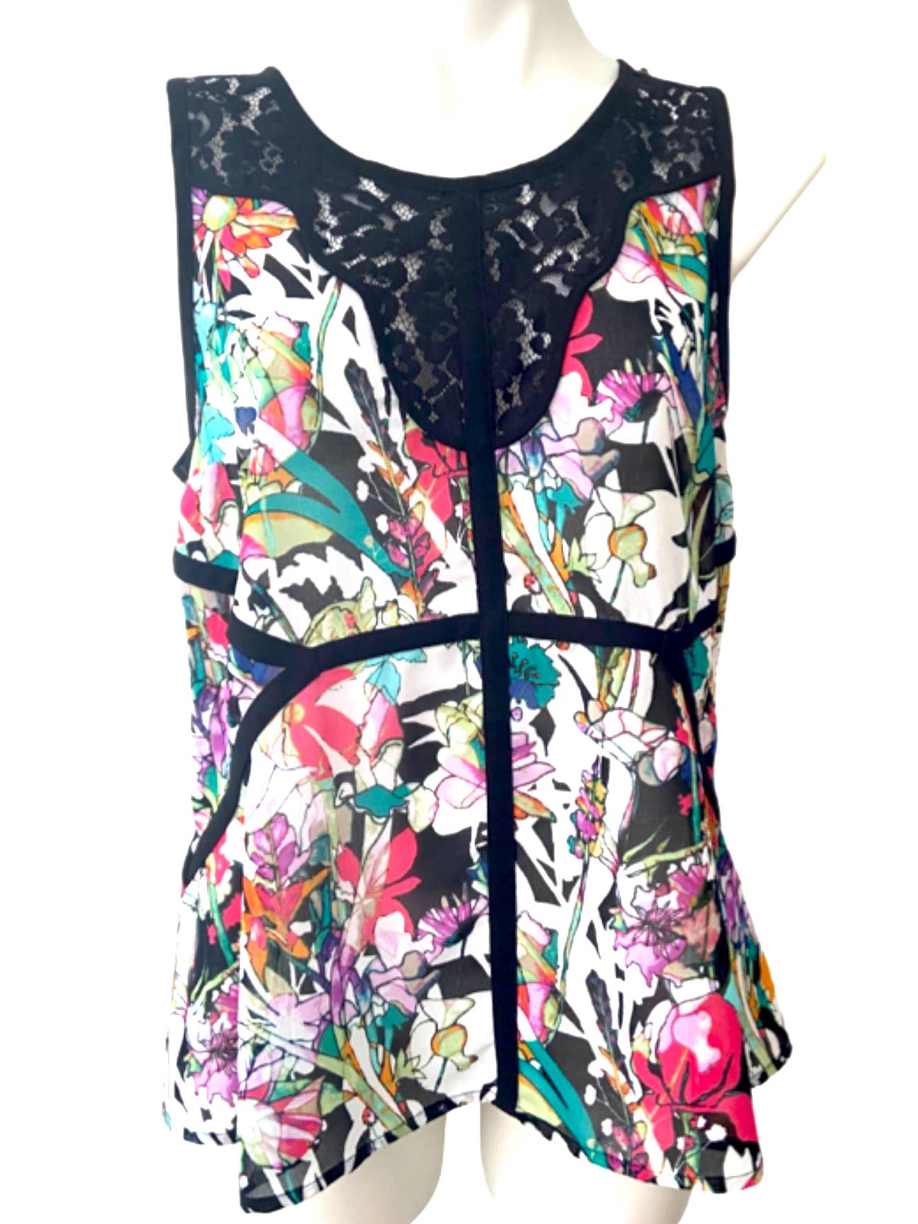 Bright Winter NICOLE MILLER floral lace blouse