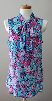 Bright Winter NINE WEST multi print silky blouse