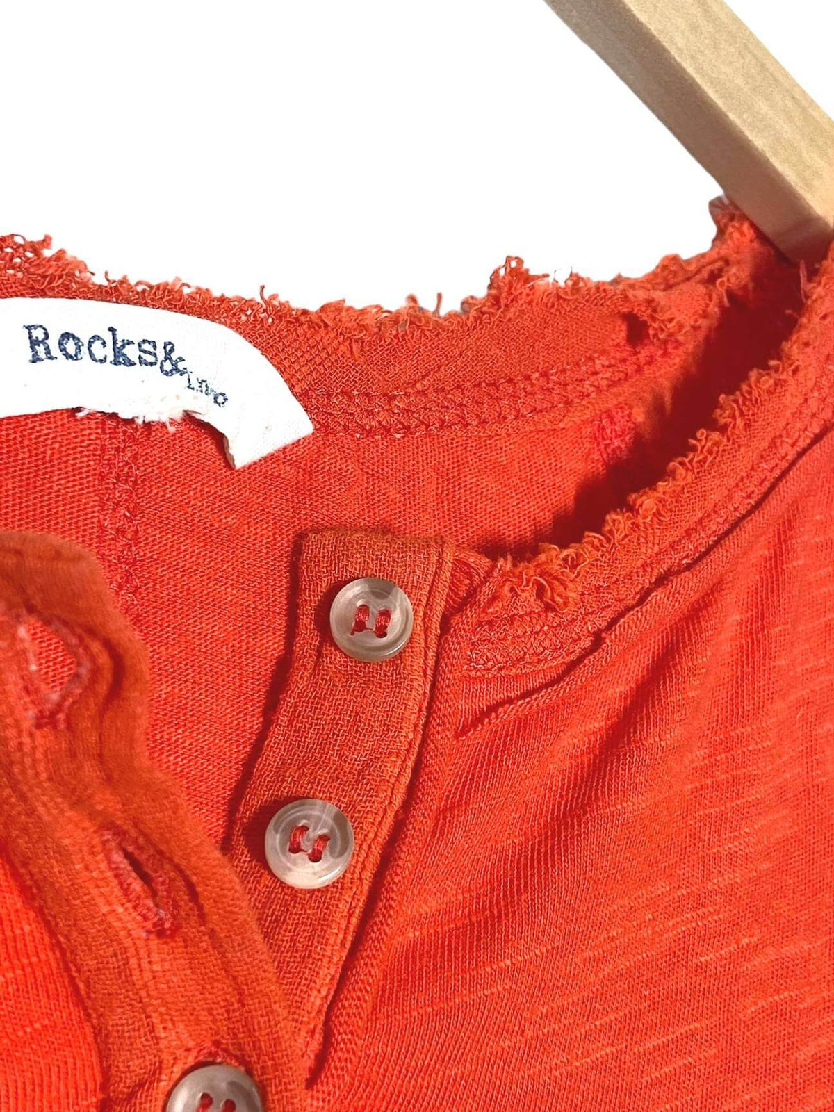 Bright Winter orange ROCKS and INDIGO raw seam tee