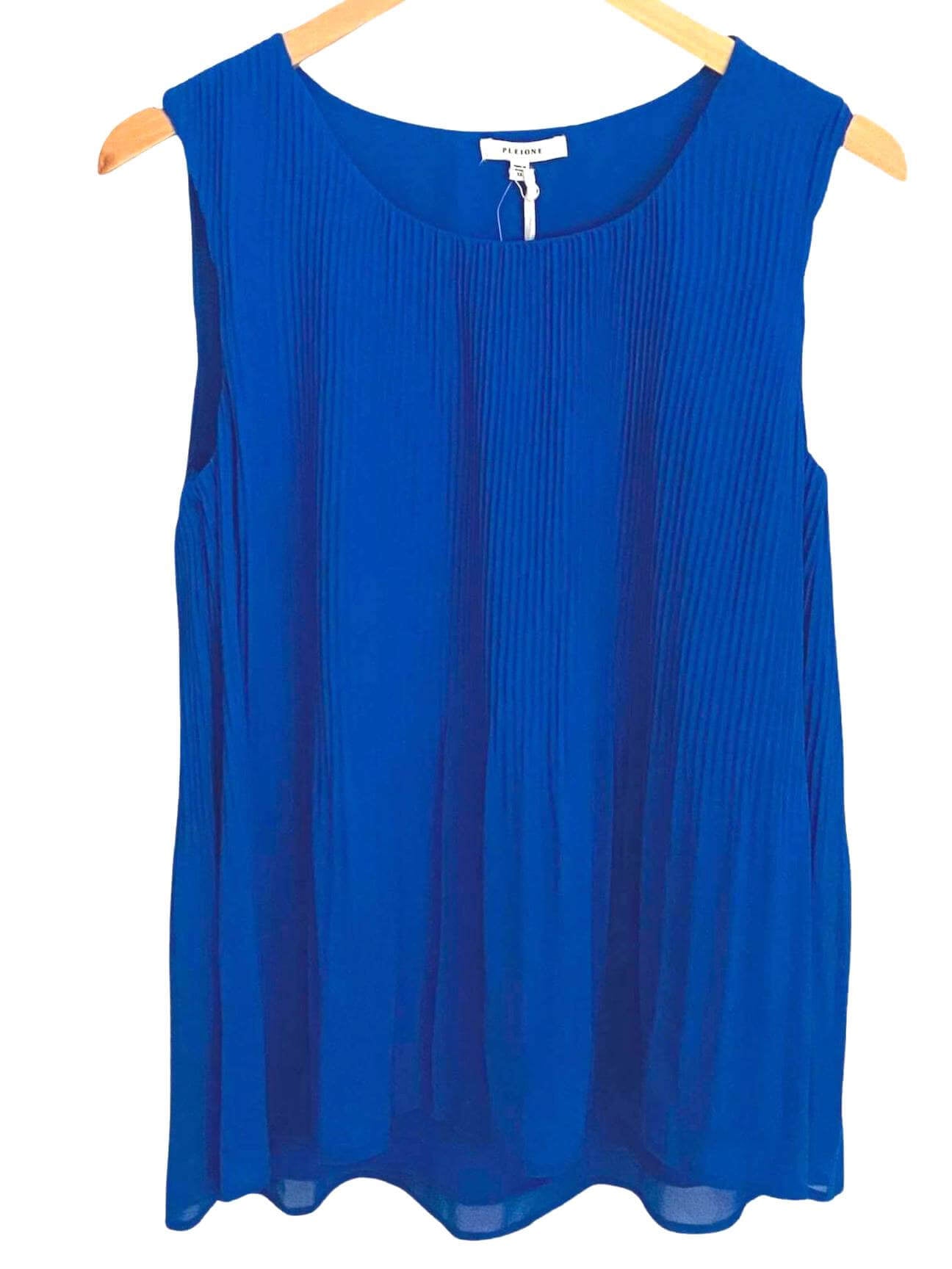 Bright Winter PLEIONE cobalt pleated blouse