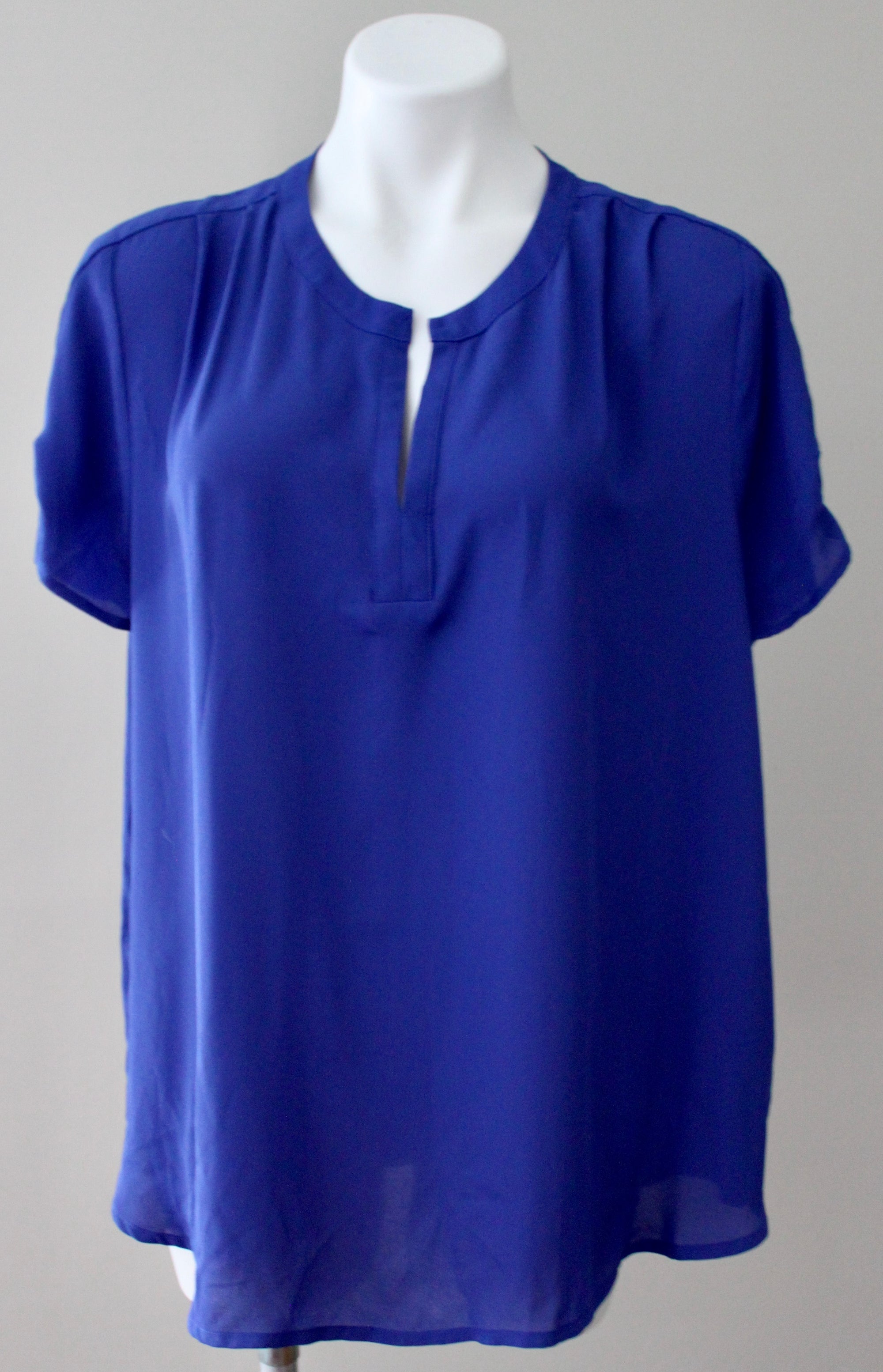 Bright Winter PLEIONE royal blue split collar blouse 