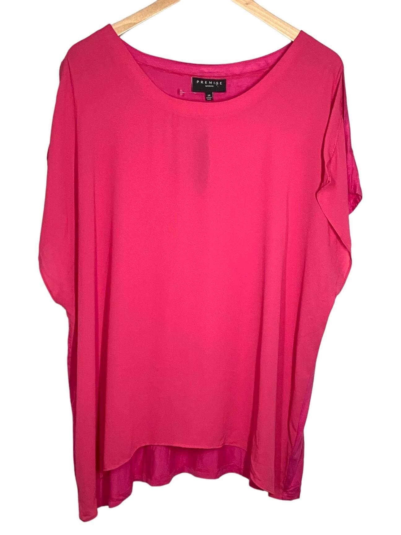 Bright Winter PREMISE pink punch blouse