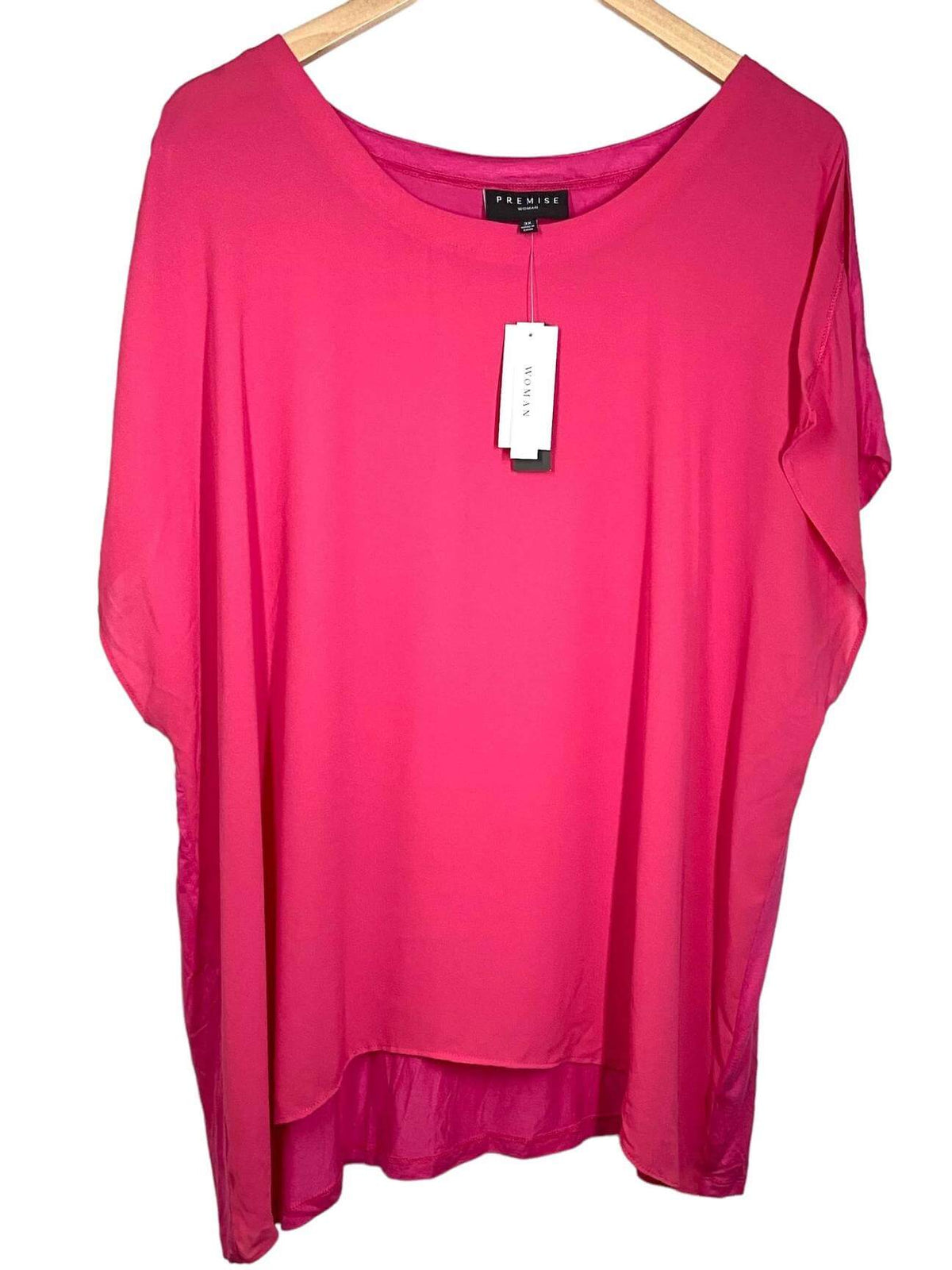 Bright Winter Pink Punch Split Sleeve Blouse