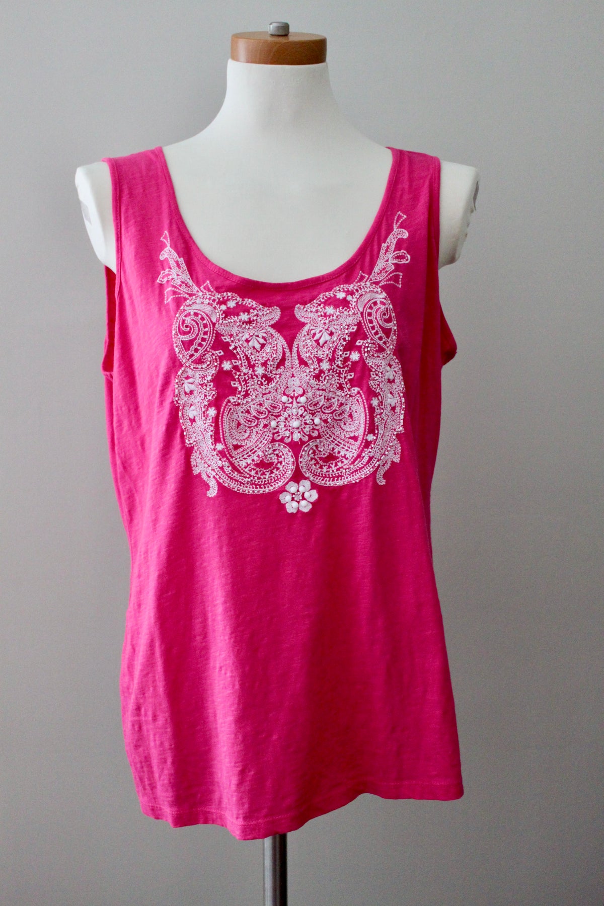 Bright Winter STYLE&amp;CO rose beaded tank