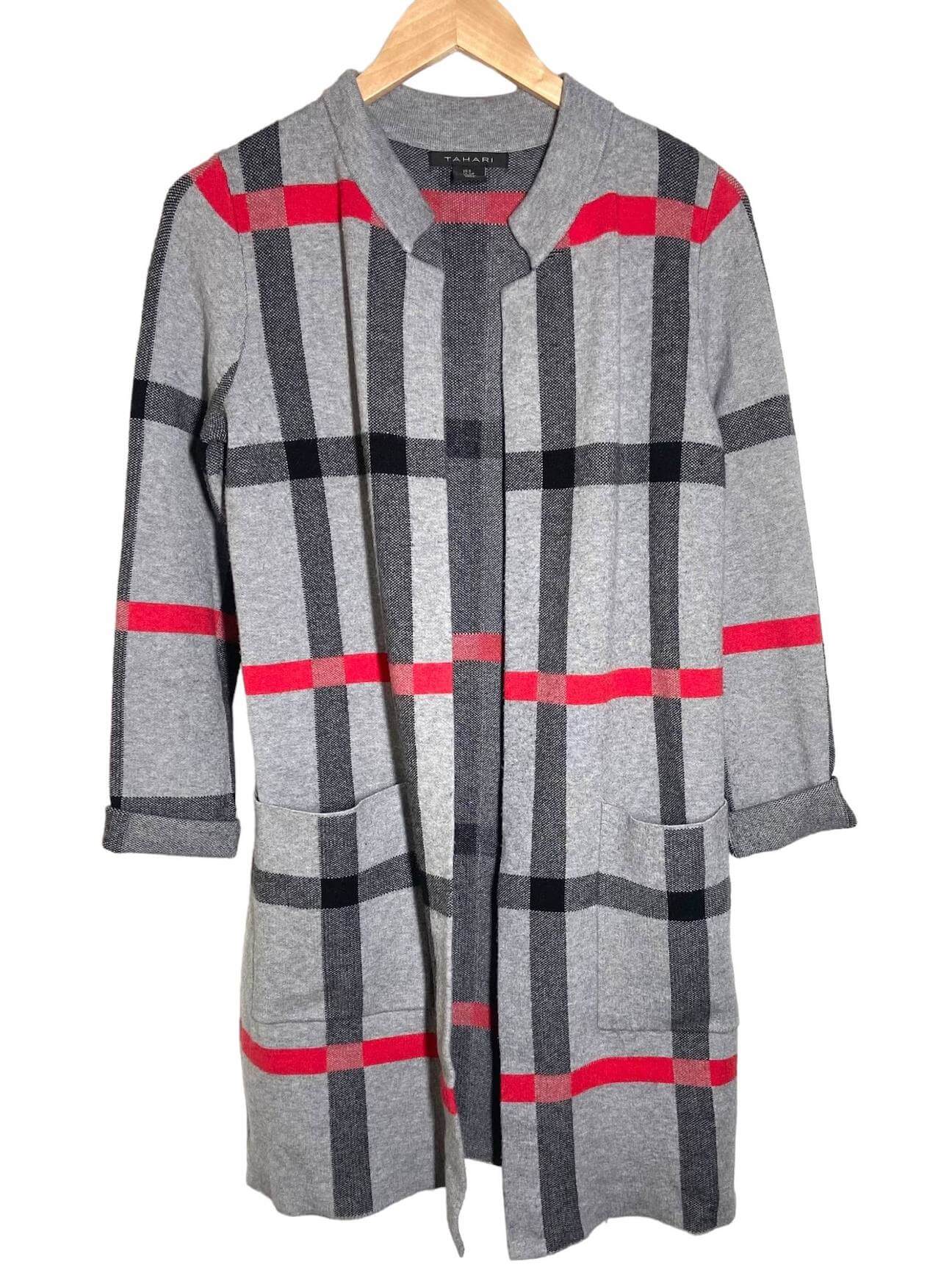 Bright Winter TAHARI plaid sweater coat