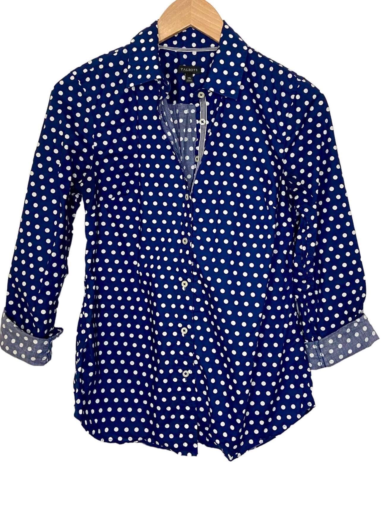 Cool Winter Talbots blue dot print shirt