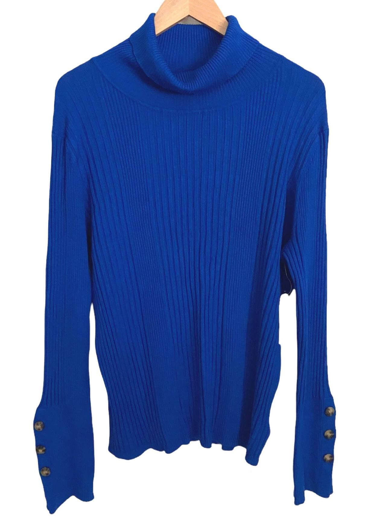 Bright Winter TIME AND TRU ribbed button cuff sweater