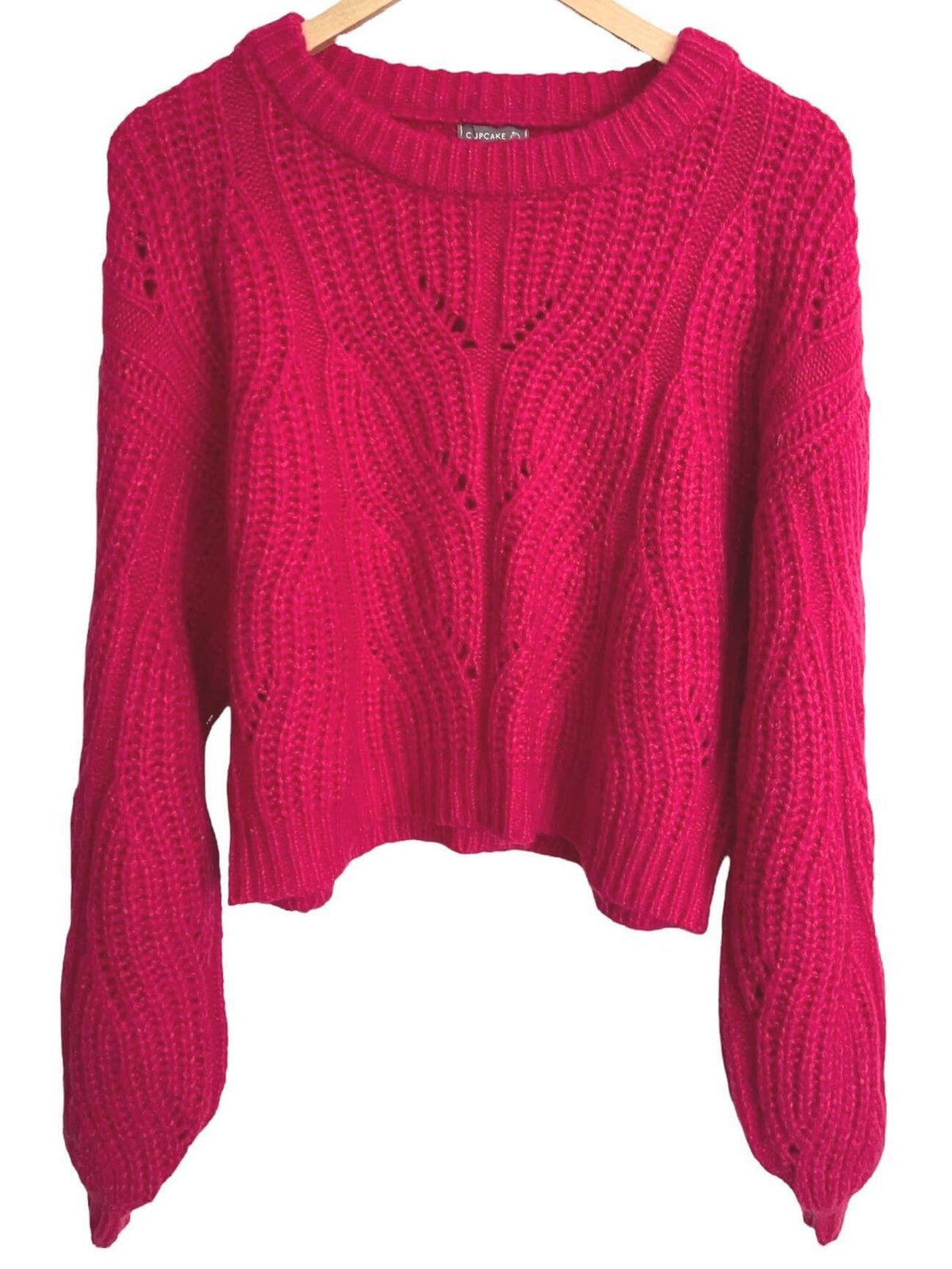 Bright Winter CUPCAKE raspberry crop sweater