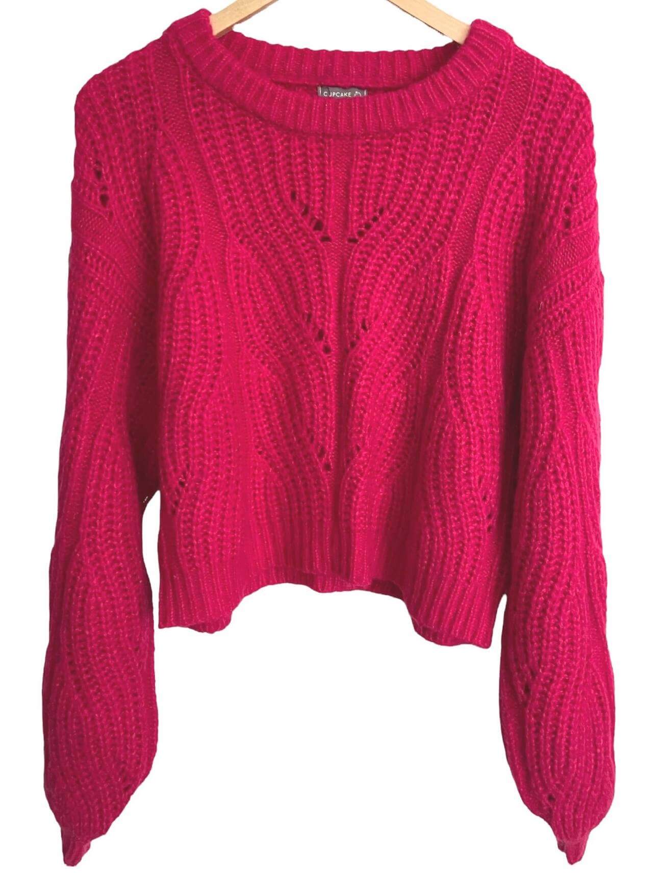 Bright Winter CUPCAKE raspberry crop sweater