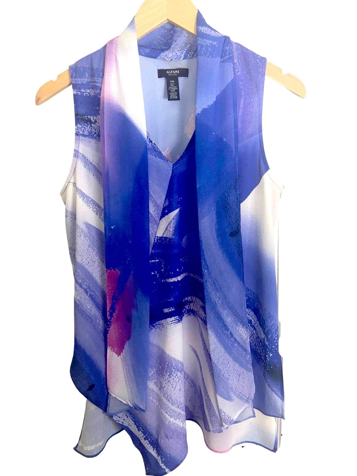 Cool Summer ALFANI petite blue watercolor blouse