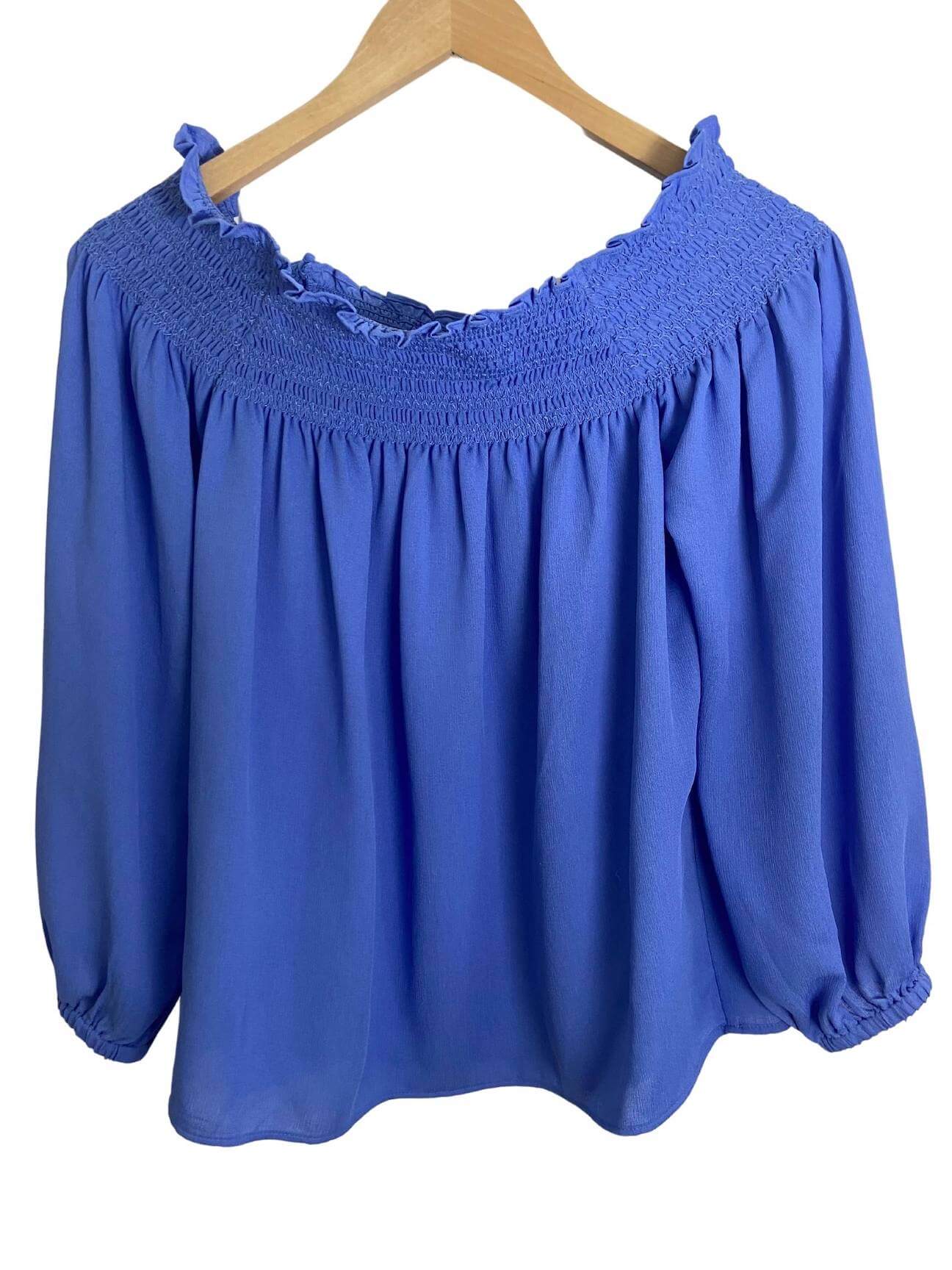 Cool Summer ANN TAYLOR periwinkle smocked top