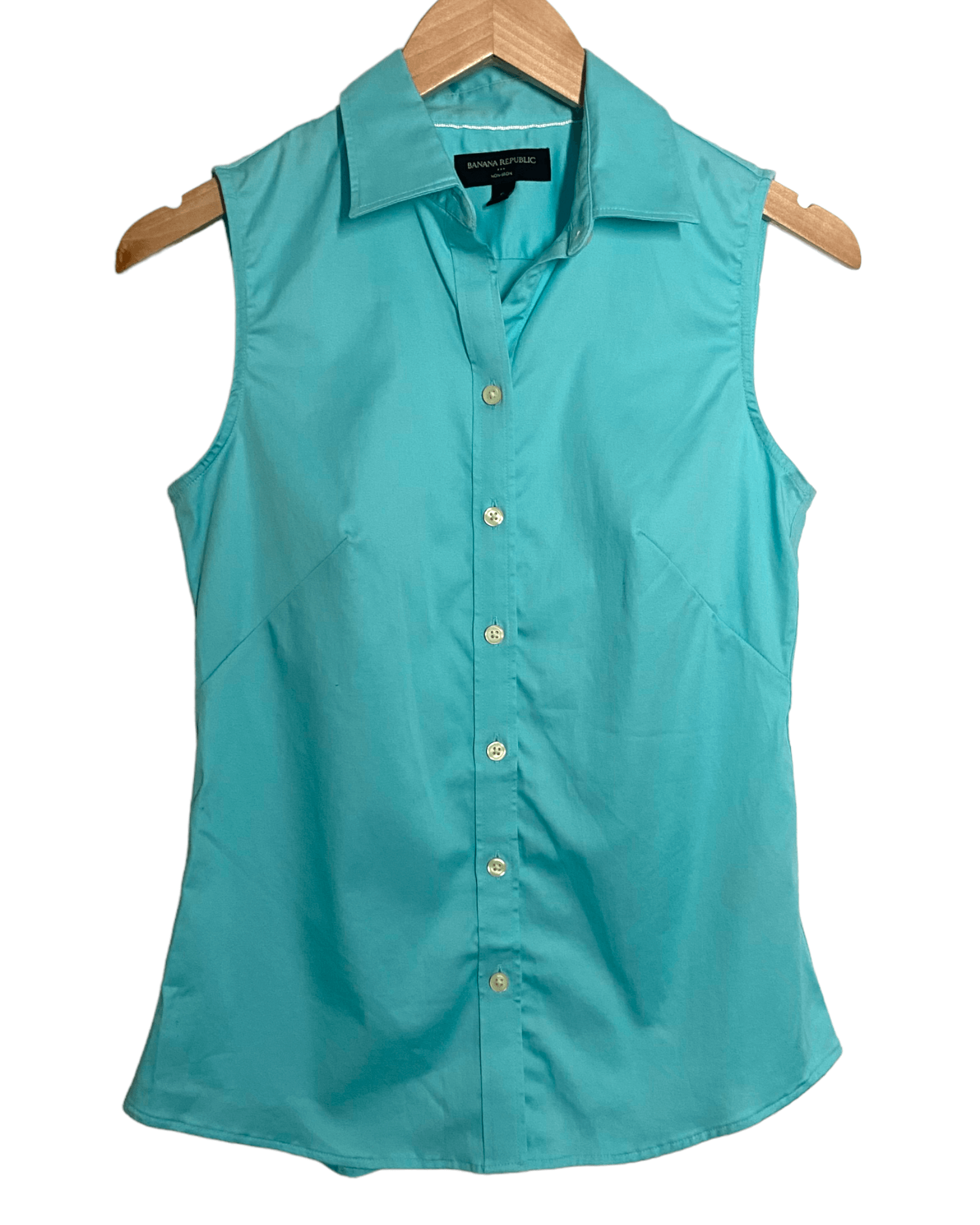 Cool Summer BANANA REPUBLIC non-iron aqua splash sleeveless shirt